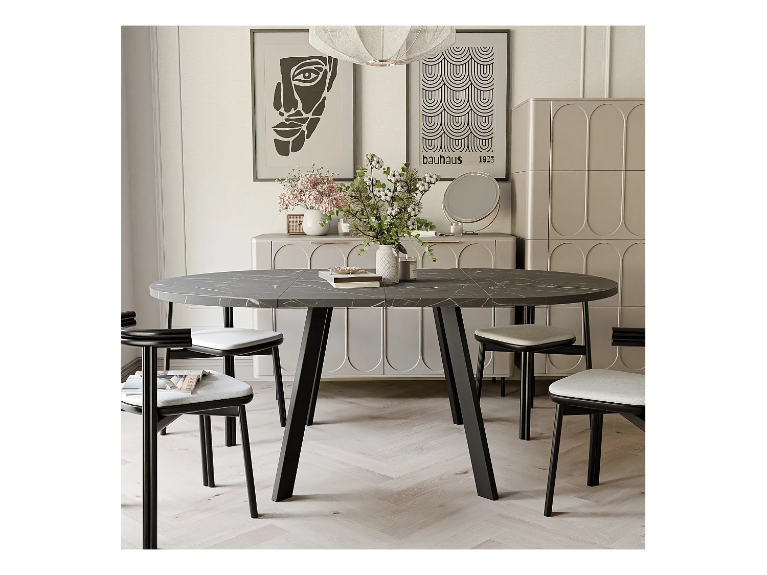 Table extensible grigia pietra