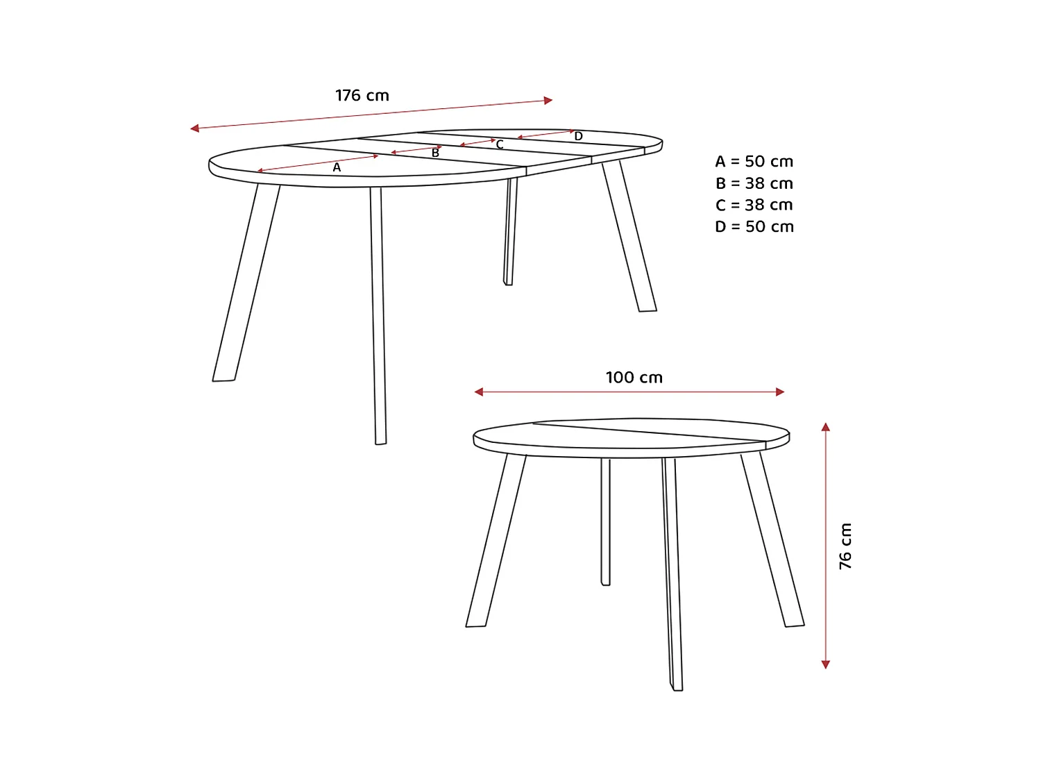 Table extensible grigia pietra