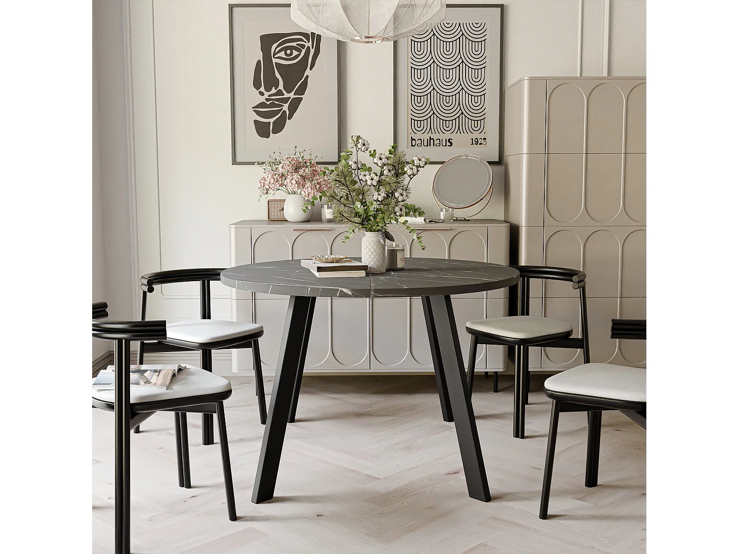 Table extensible grigia pietra