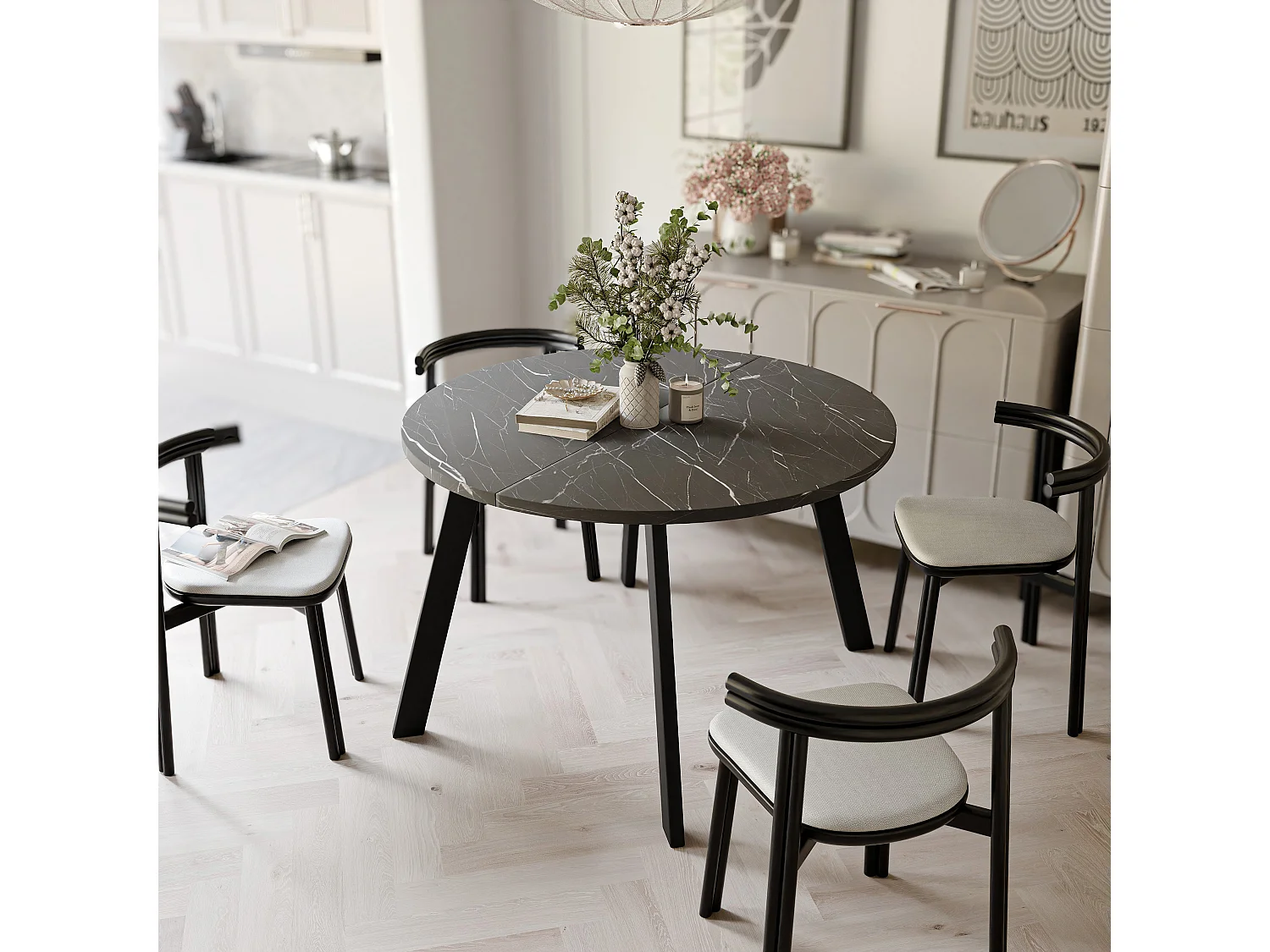 Table extensible grigia pietra