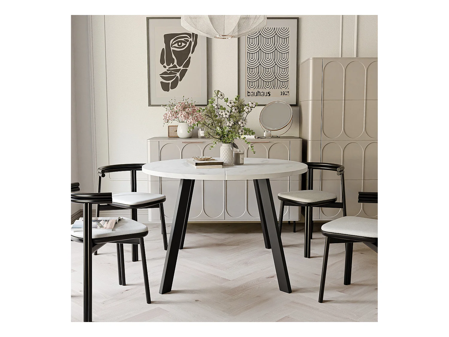 Table extensible marbre bianco