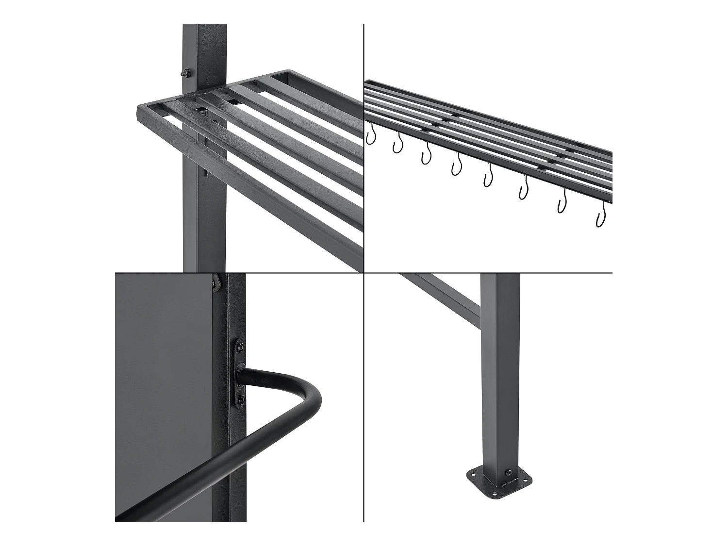 Tonnelle pavillon de barbecue grise 215 x 220 x 140 cm 03_0008739