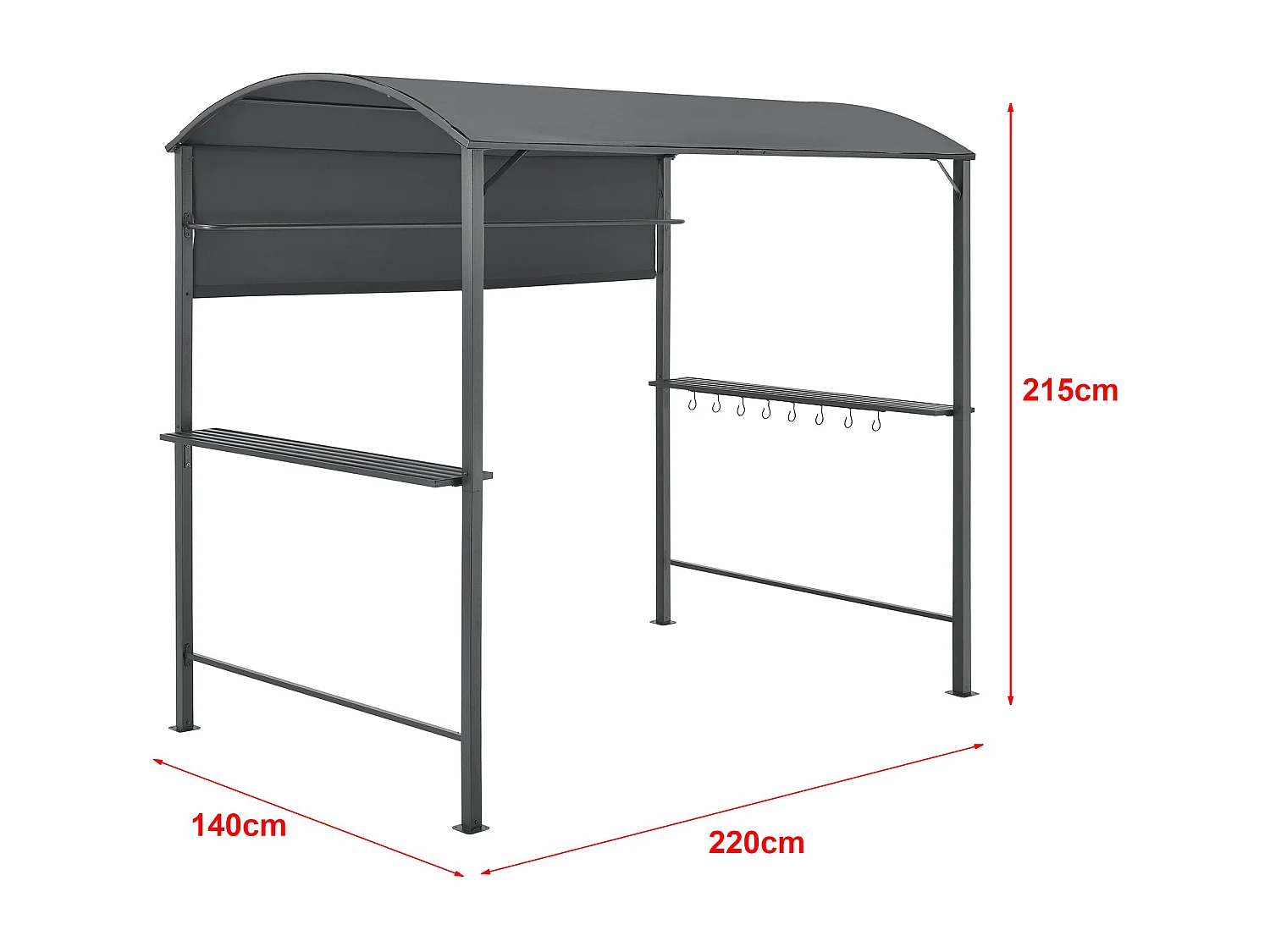 Gazebo per barbecue 215 x 220 x 140 cm antracite grigio scuro 03_0008739