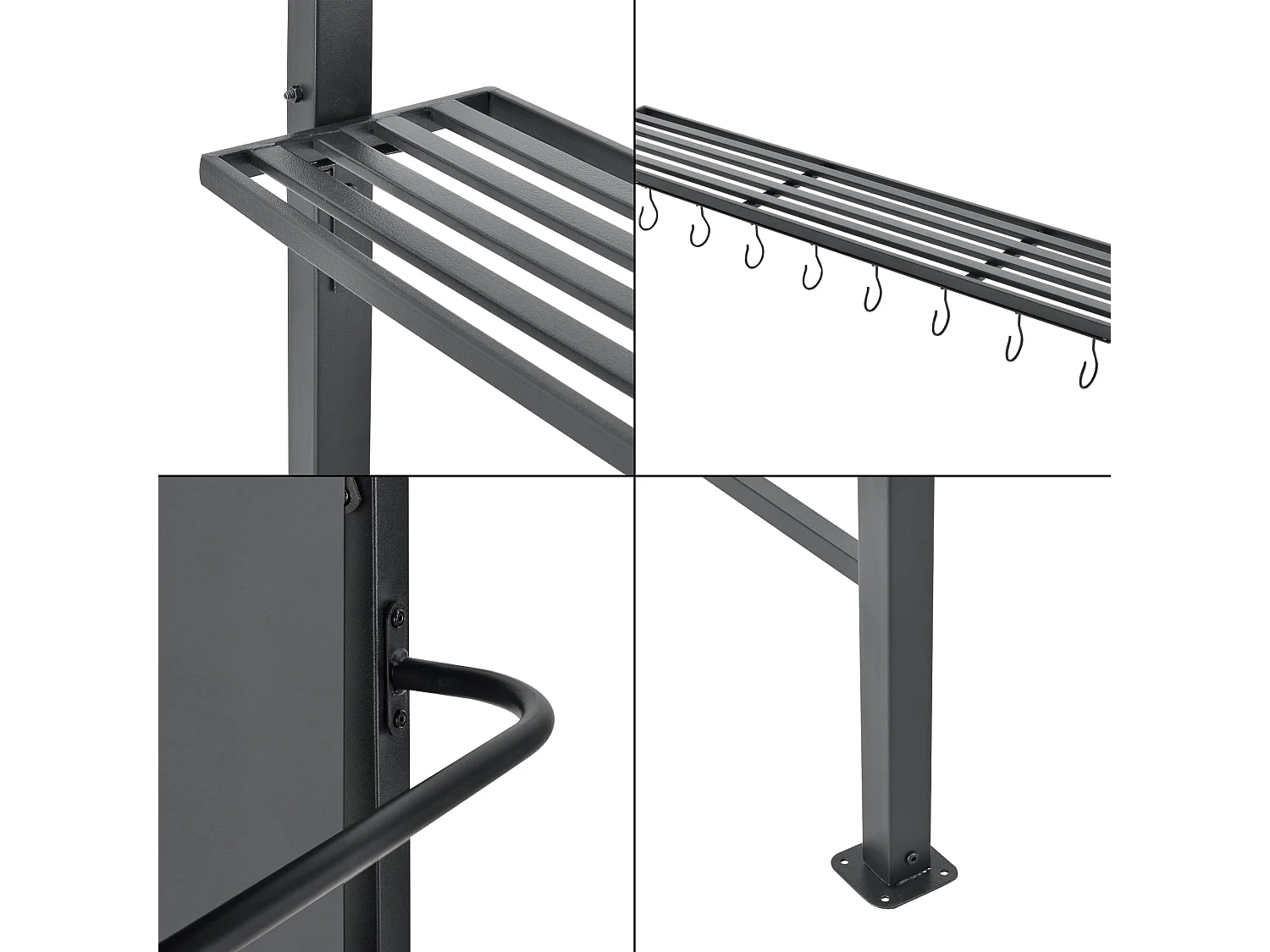 Gazebo per barbecue 215 x 220 x 140 cm antracite grigio scuro 03_0008739