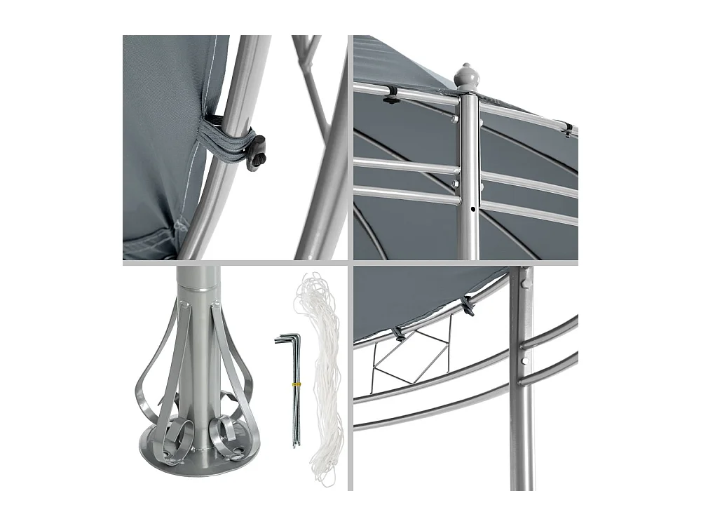 Tonnelle abri de jardin grise 350 x 350 x 280 cm 2208176