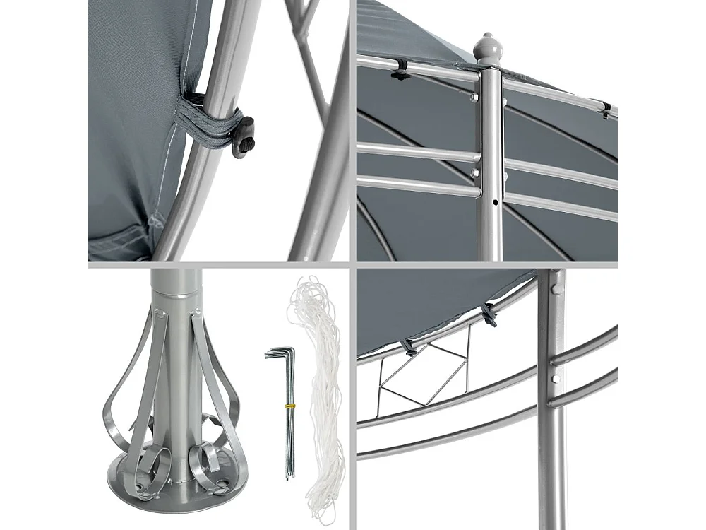 Casetta da giardino pergolato diametro 3,5 m grigio antracite 2208176