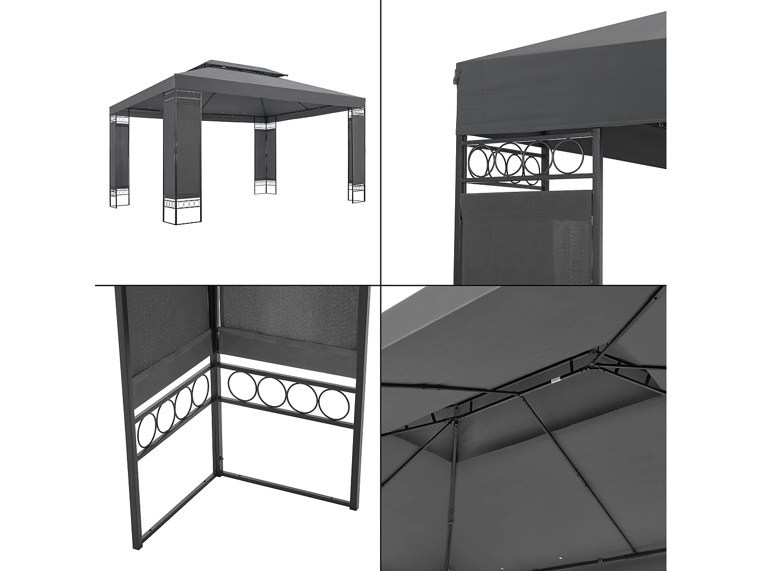 Gazebo de jardim Lanciano com estrutura de aço 400 x 300 x 265 cm cinza escuro 03_0008749
