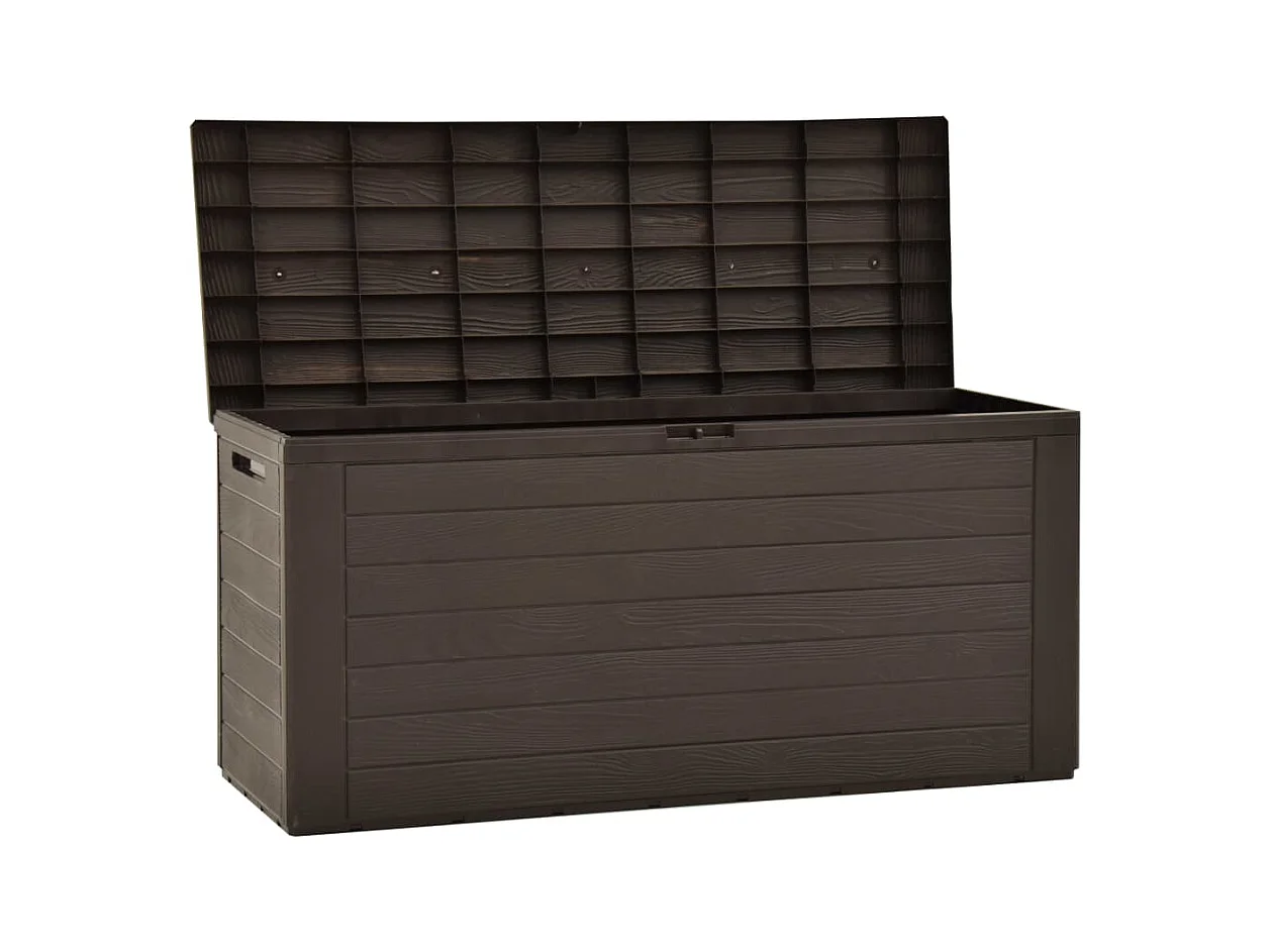 Cofre de almacenaje para muebles de jardín 116 x 44 x 55 cm marrón 02_0013095
