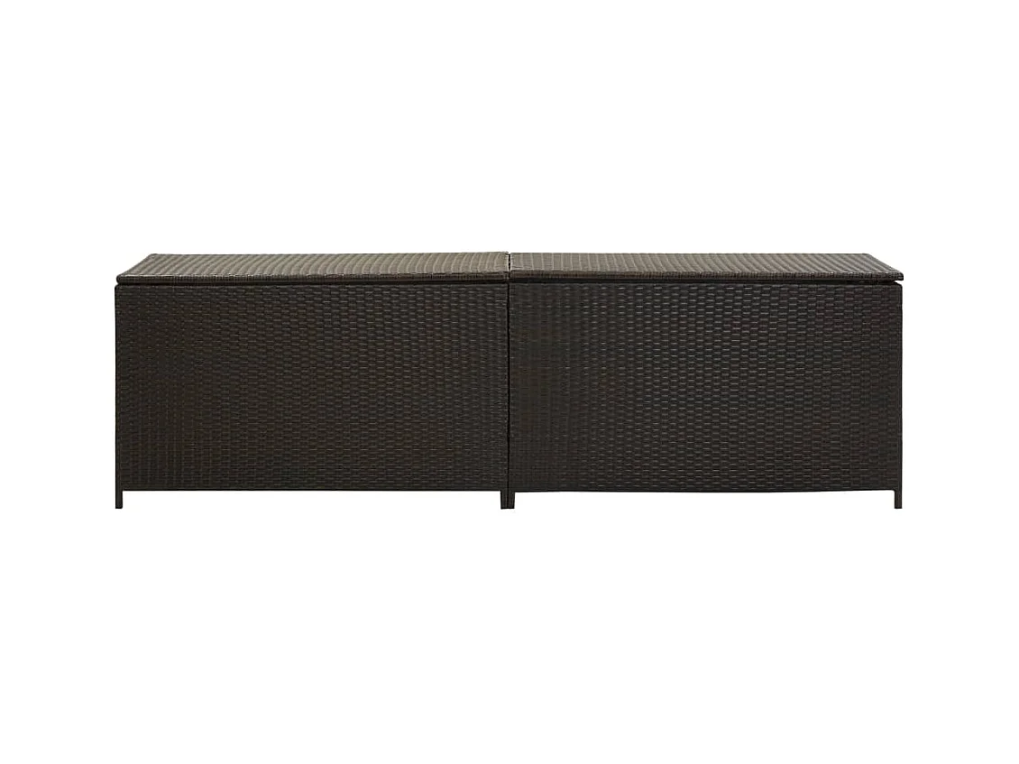 Baúl para almacenamiento de muebles de jardín de resina tejida 200 x 50 x 60 cm marrón 02_0013123