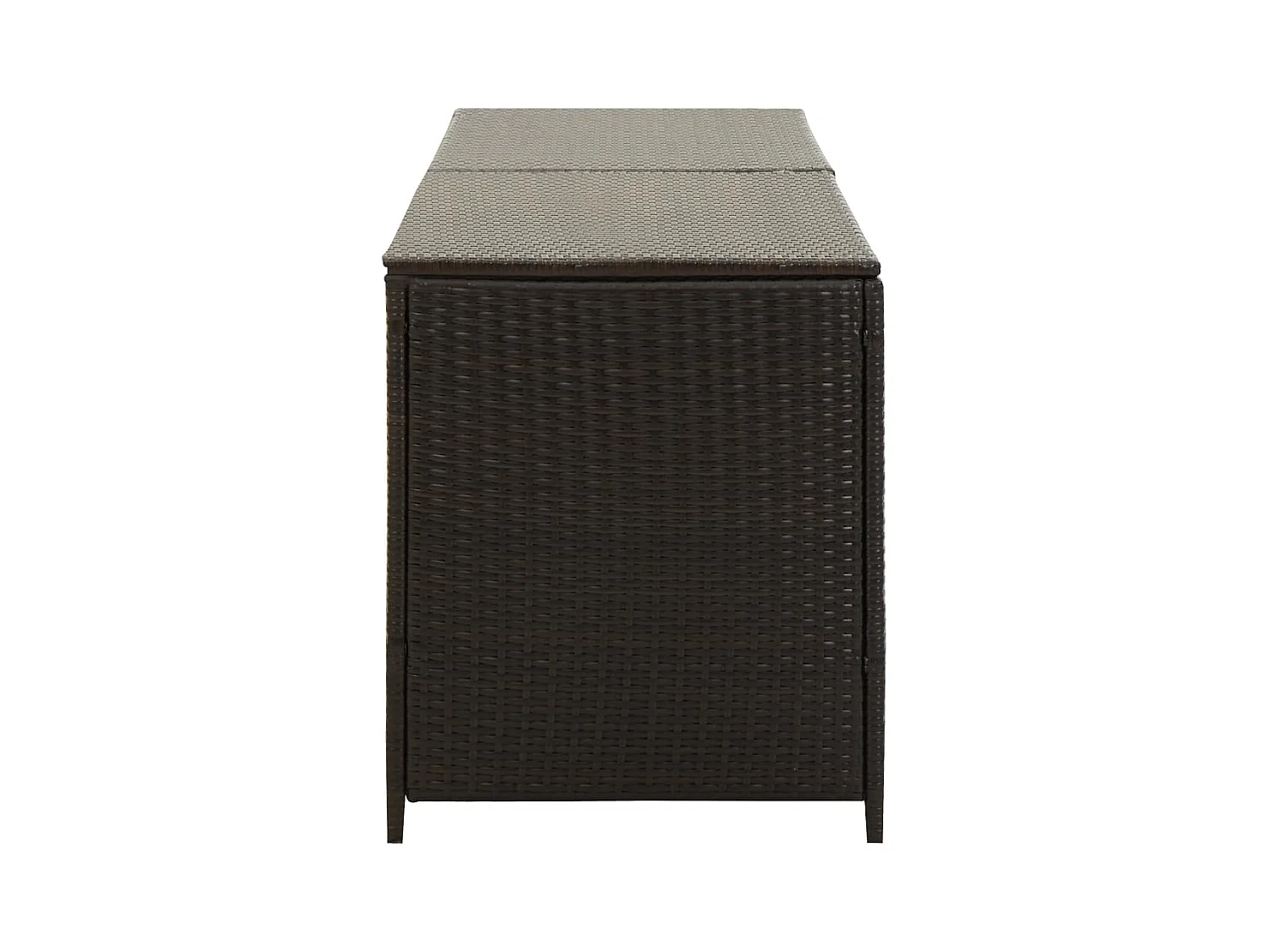 Baúl para almacenamiento de muebles de jardín de resina tejida 200 x 50 x 60 cm marrón 02_0013123