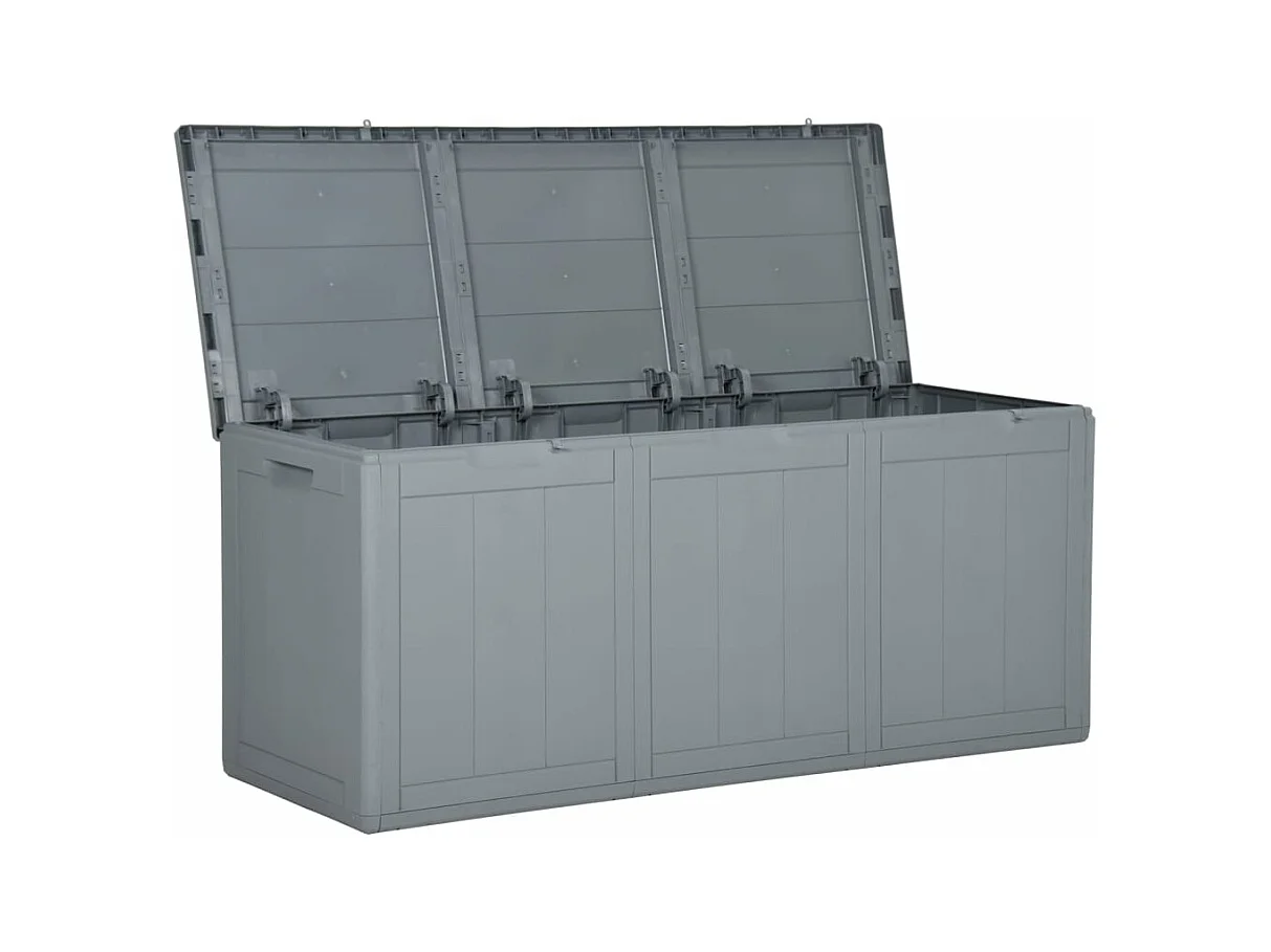 Baule portaoggetti per mobili da giardino 270 litri grigio PP rattan 02_0013022