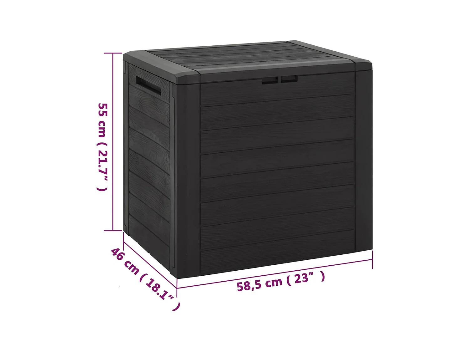 Caja de almacenamiento de jardín marrón 58,5 x 46 x 55 cm polipropileno 02_0013138