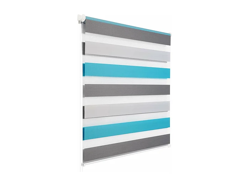Tenda a rullo giorno e notte Zebra doppio strato avvolgibile 80x150 cm bianco grigio turchese 19_0000860