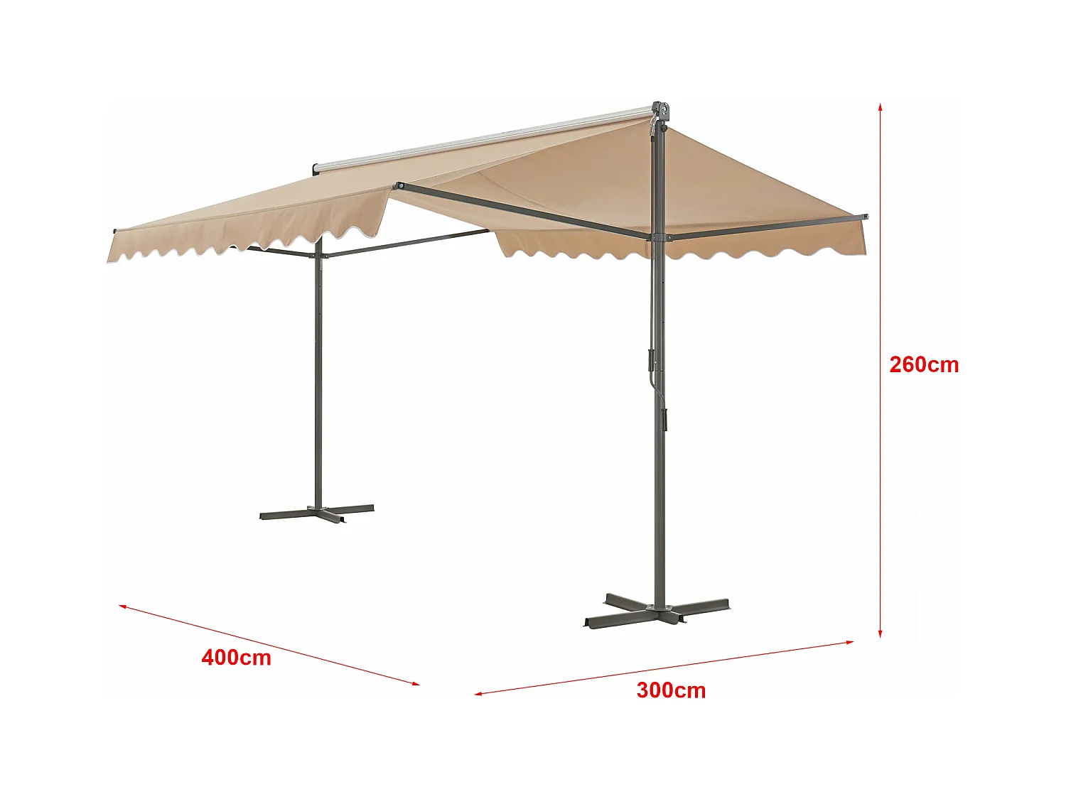 Toldo autoportante de doble vertiente 400 x 300 x 260 cm arena 03_0008295