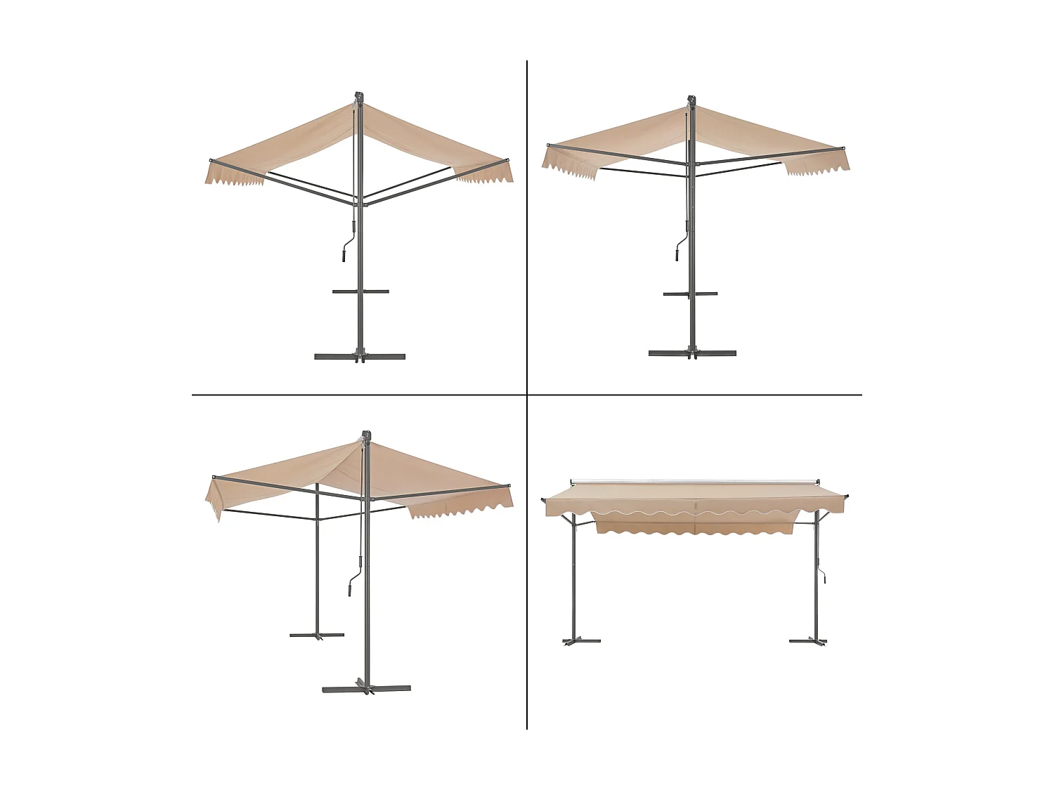 Toldo autoportante de doble vertiente 400 x 300 x 260 cm arena 03_0008295