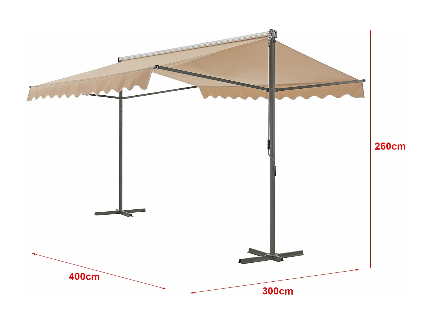 Tenda autoportante doppia pendenza 400 x 300 x 260 cm sabbia 03_0008295
