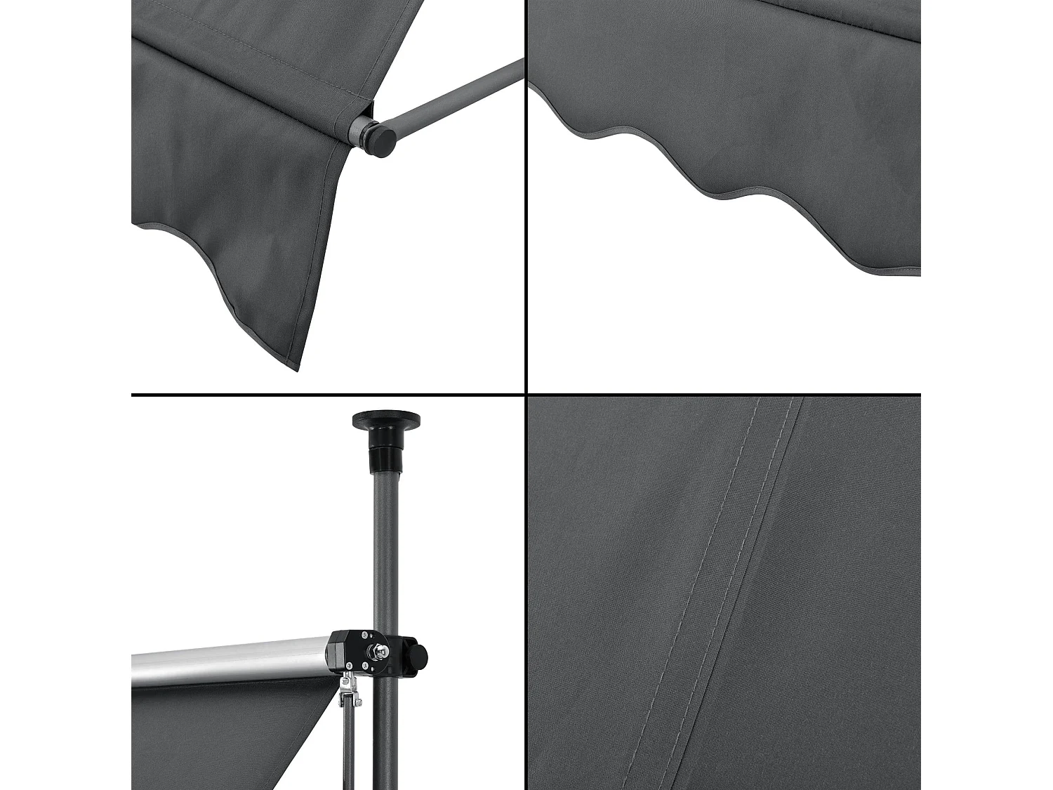 Brise-soleil pare-soleil métal et métal grise 250 x 120 x 300 cm 03_0001118