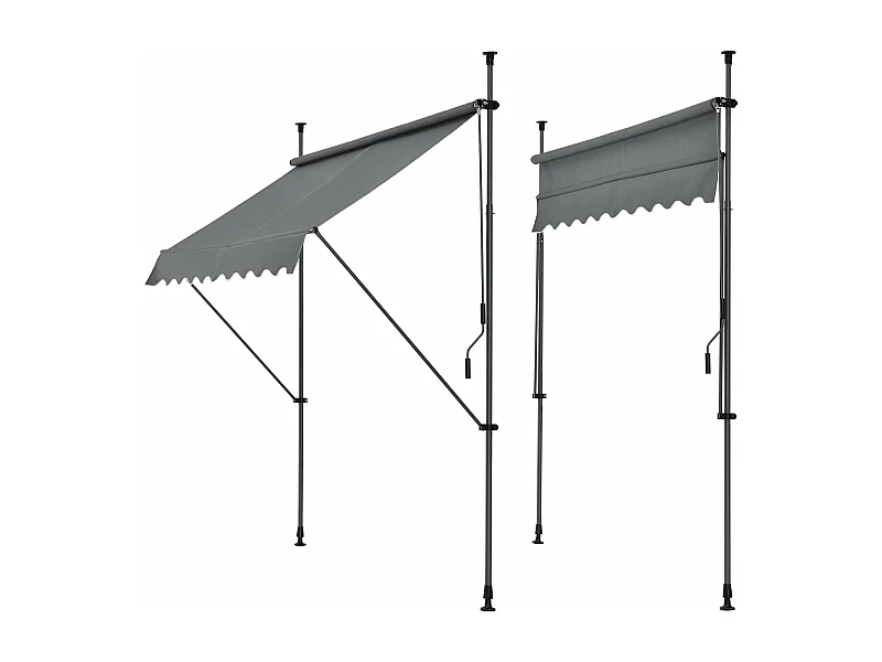 Tenda telescopica in acciaio poliestere 250 x 120 x 200-300 cm grigio ardesia 03_0008327