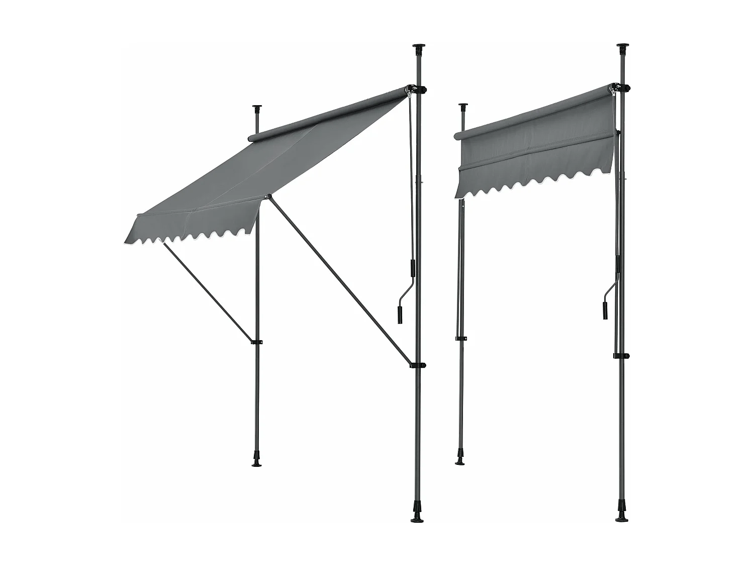 Toldo telescópico em aço poliéster 250 x 120 x 200-300 cm cinza ardósia 03_0008327