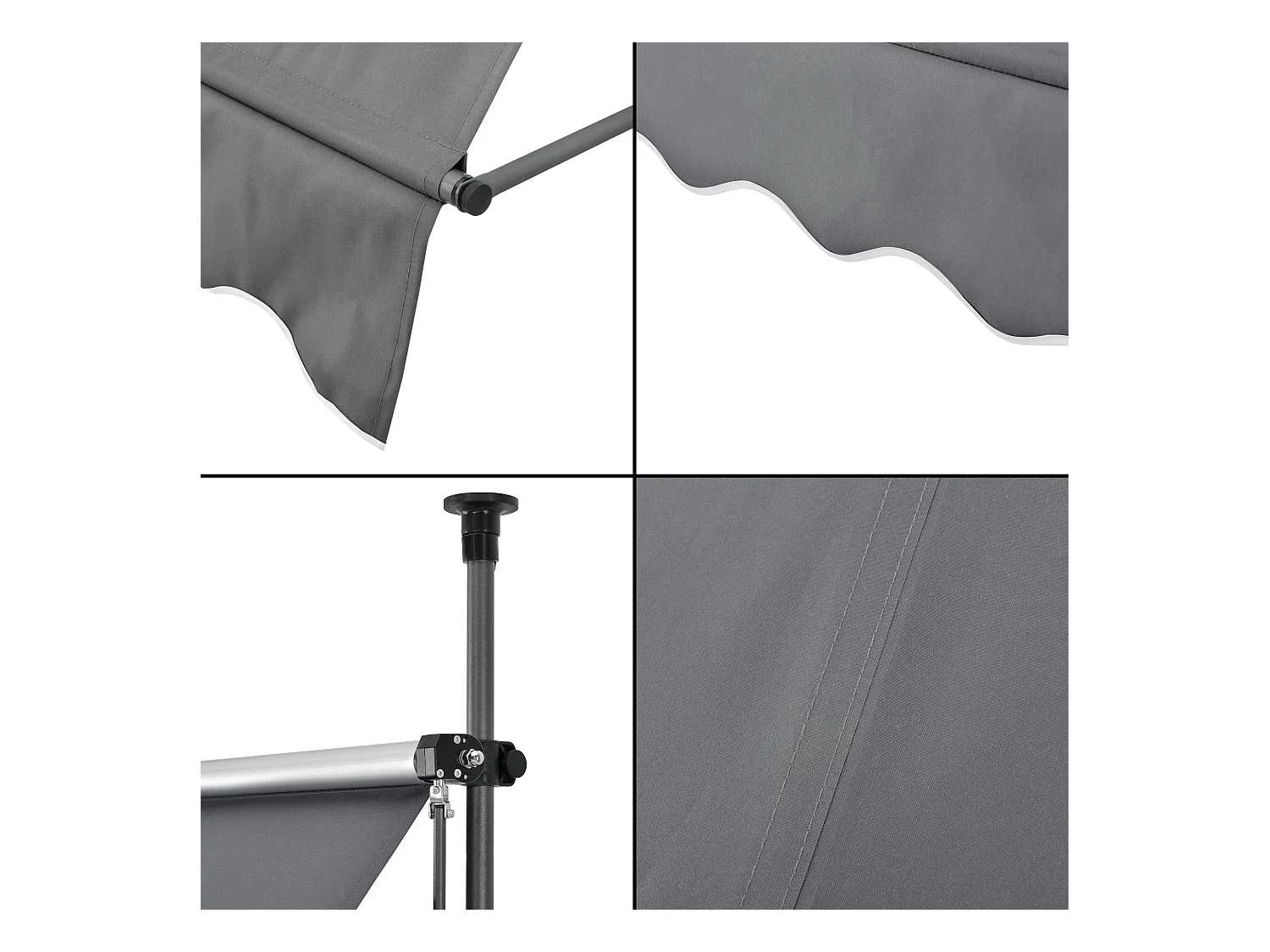 Store banne téléscopique acier grise 200 x 120 x 200 cm 03_0008321