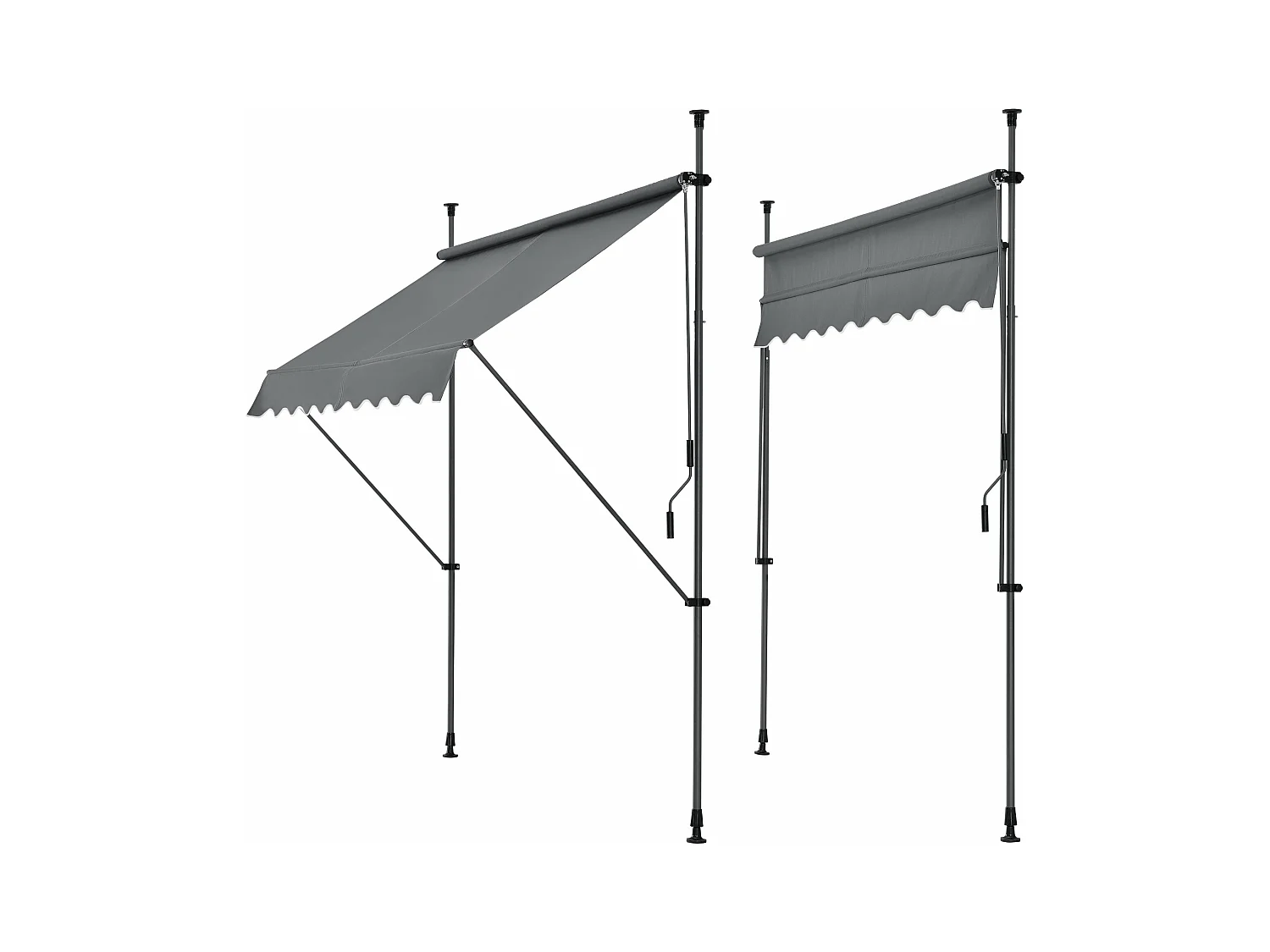 Tenda telescopica in acciaio poliestere 200 x 120 x 200-300 cm grigio ardesia 03_0008321
