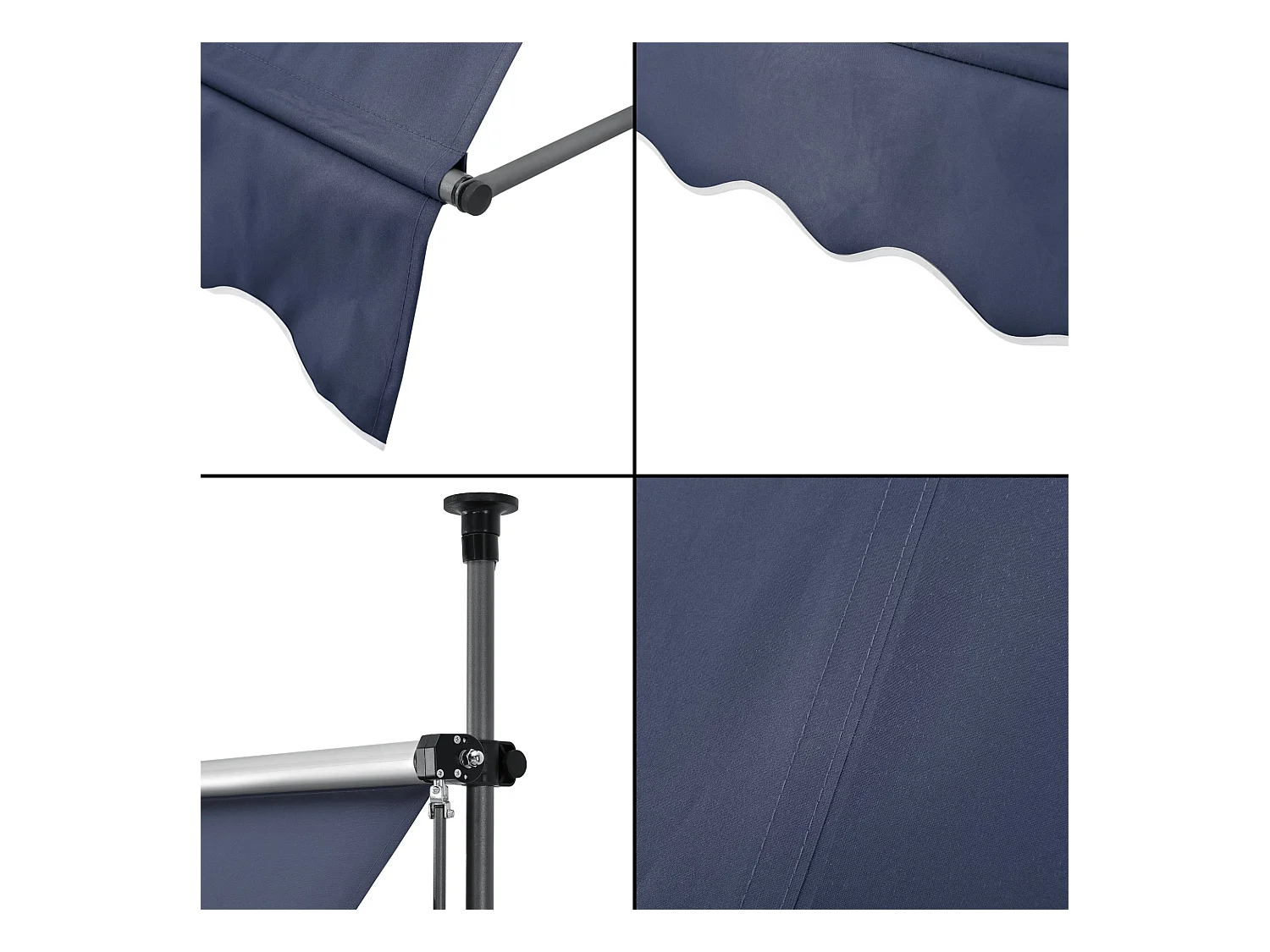 Store banne téléscopique acier bleue 350 x 120 x 200 cm 03_0008337