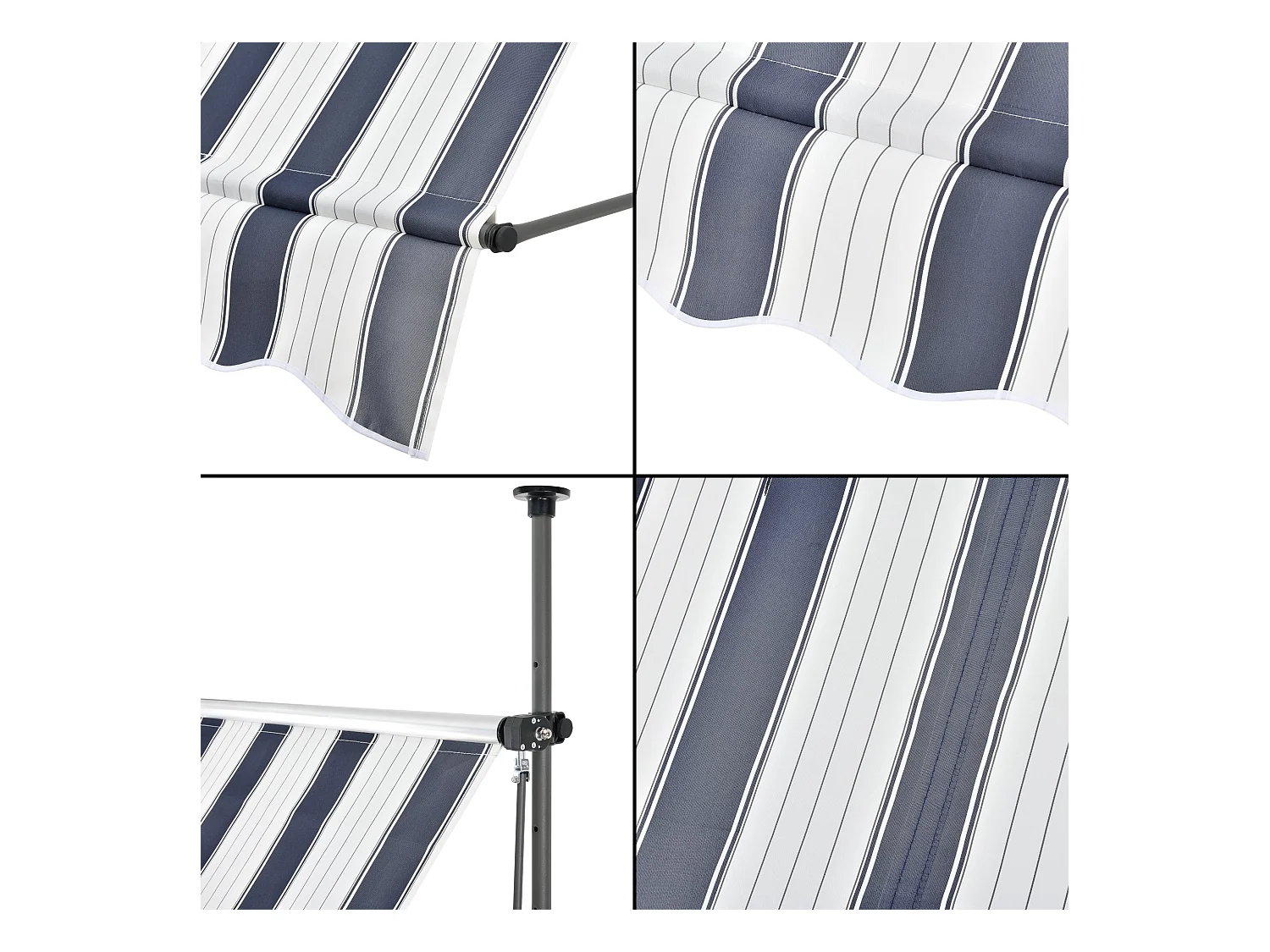 Tenda telescopica in acciaio poliestere 200 x 120 x 200-300 cm blu scuro bianco 03_0008320