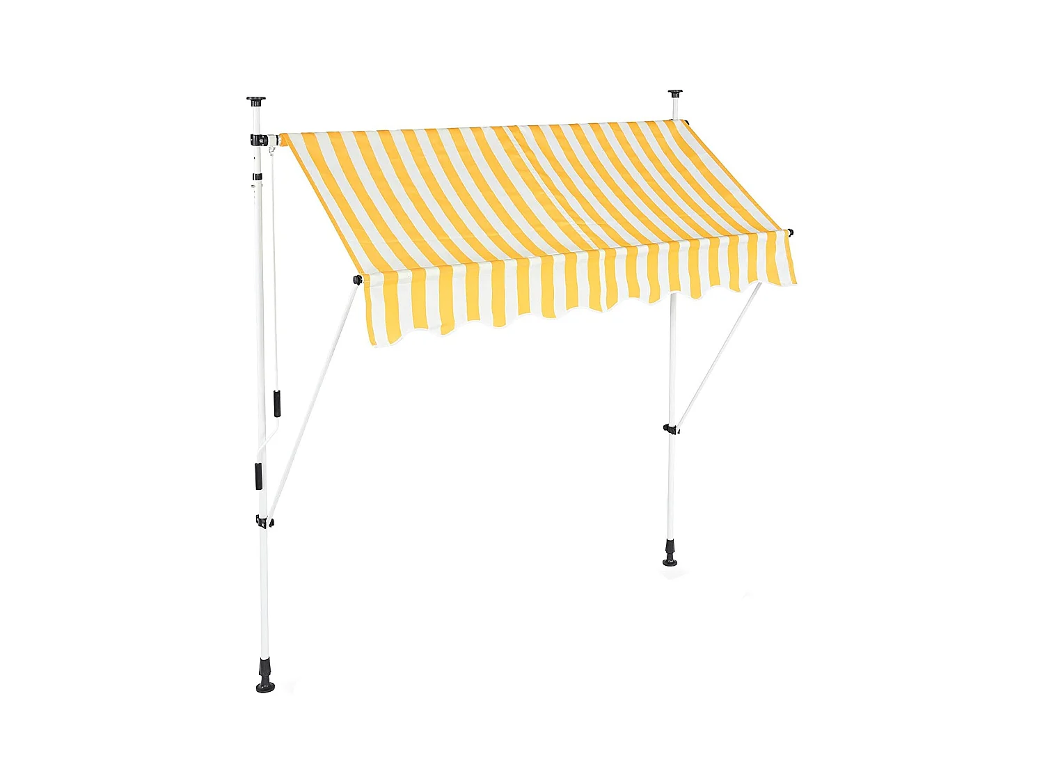 Toldo telescópico para balcón con manivela regulable en altura poliéster resistente a los rayos UV acero 200 x 120 cm blanco y amarillo 13_0001619_6