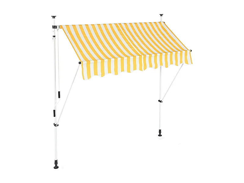 Tenda da balcone telescopica a manovella altezza regolabile in acciaio poliestere resistente ai raggi UV 200 x 120 cm bianco e giallo 13_0001619_6