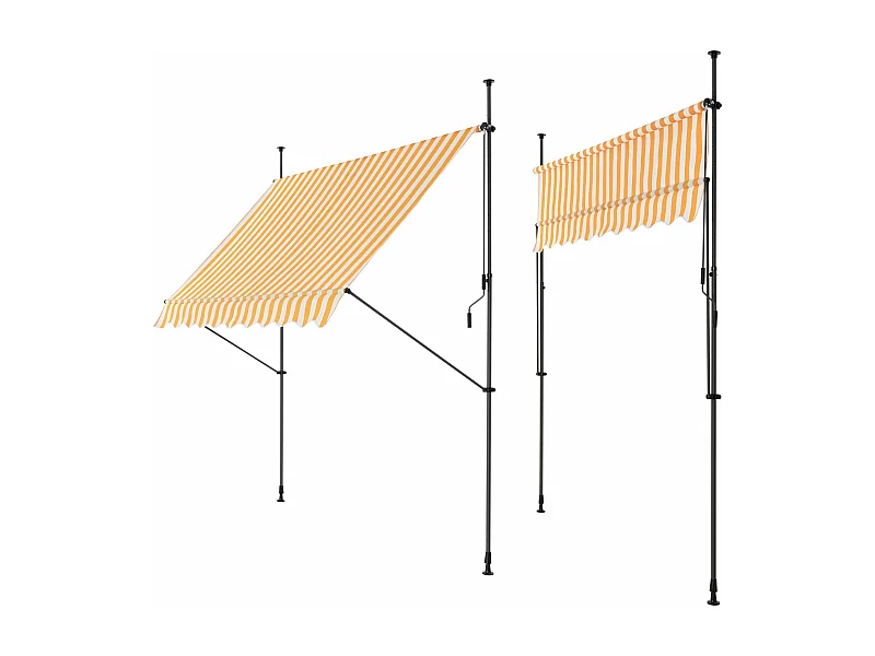 Tenda telescopica in acciaio poliestere 400 x 120 x 200-300 cm giallo bianco 03_0008346