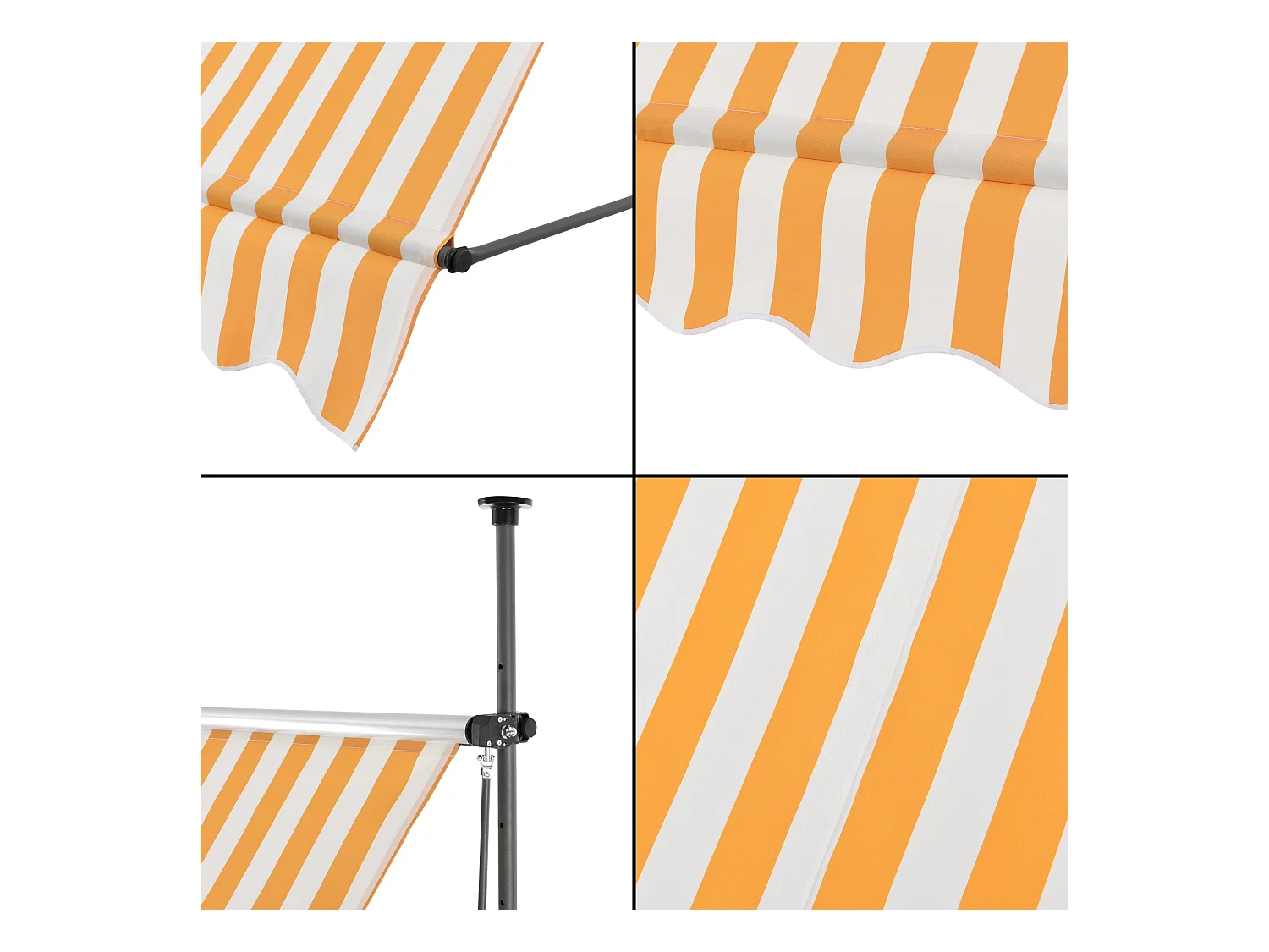 Toldo telescópico em aço poliéster 400 x 120 x 200-300 cm amarelo branco 03_0008346