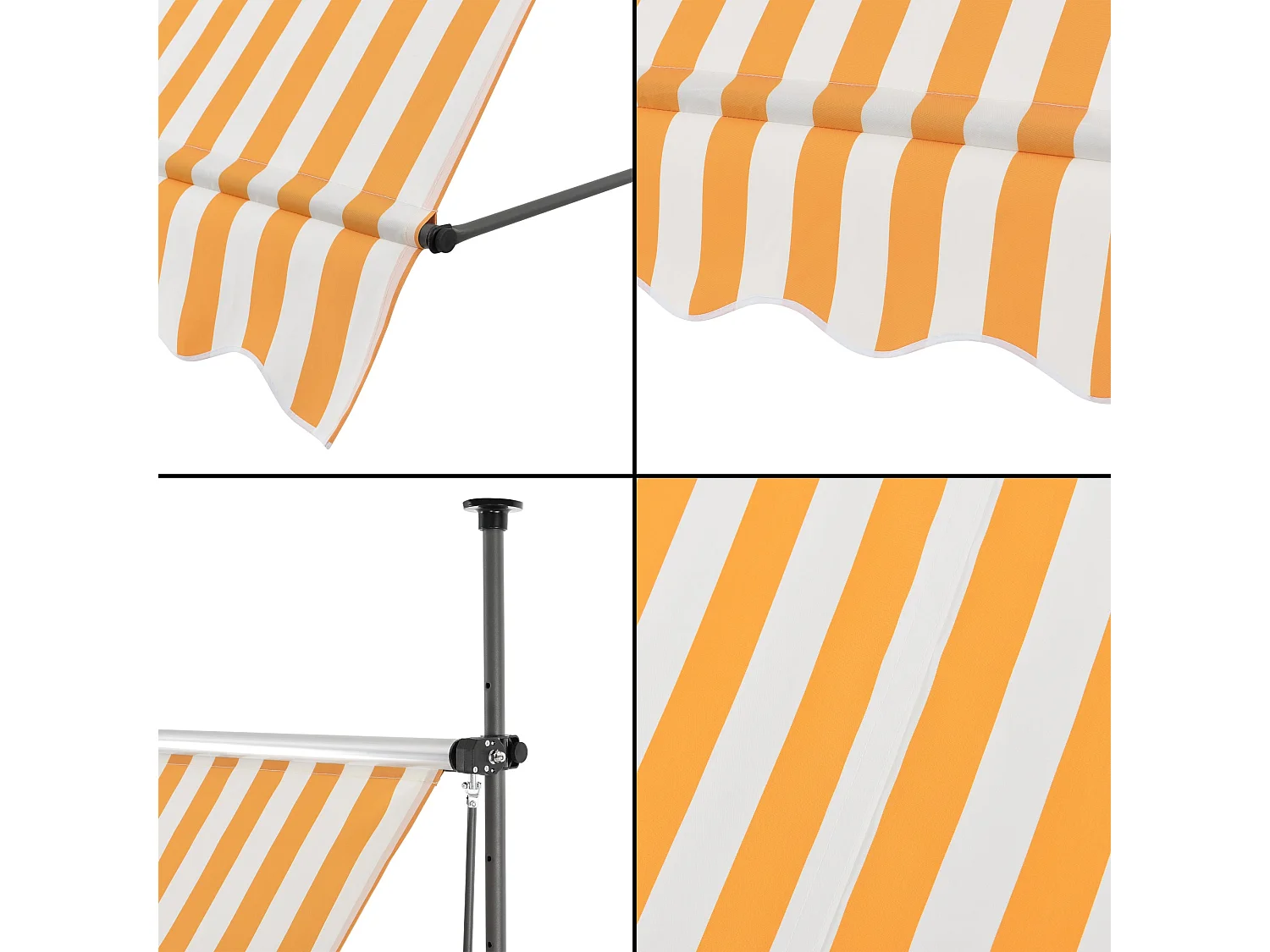 Tenda telescopica in acciaio poliestere 400 x 120 x 200-300 cm giallo bianco 03_0008346