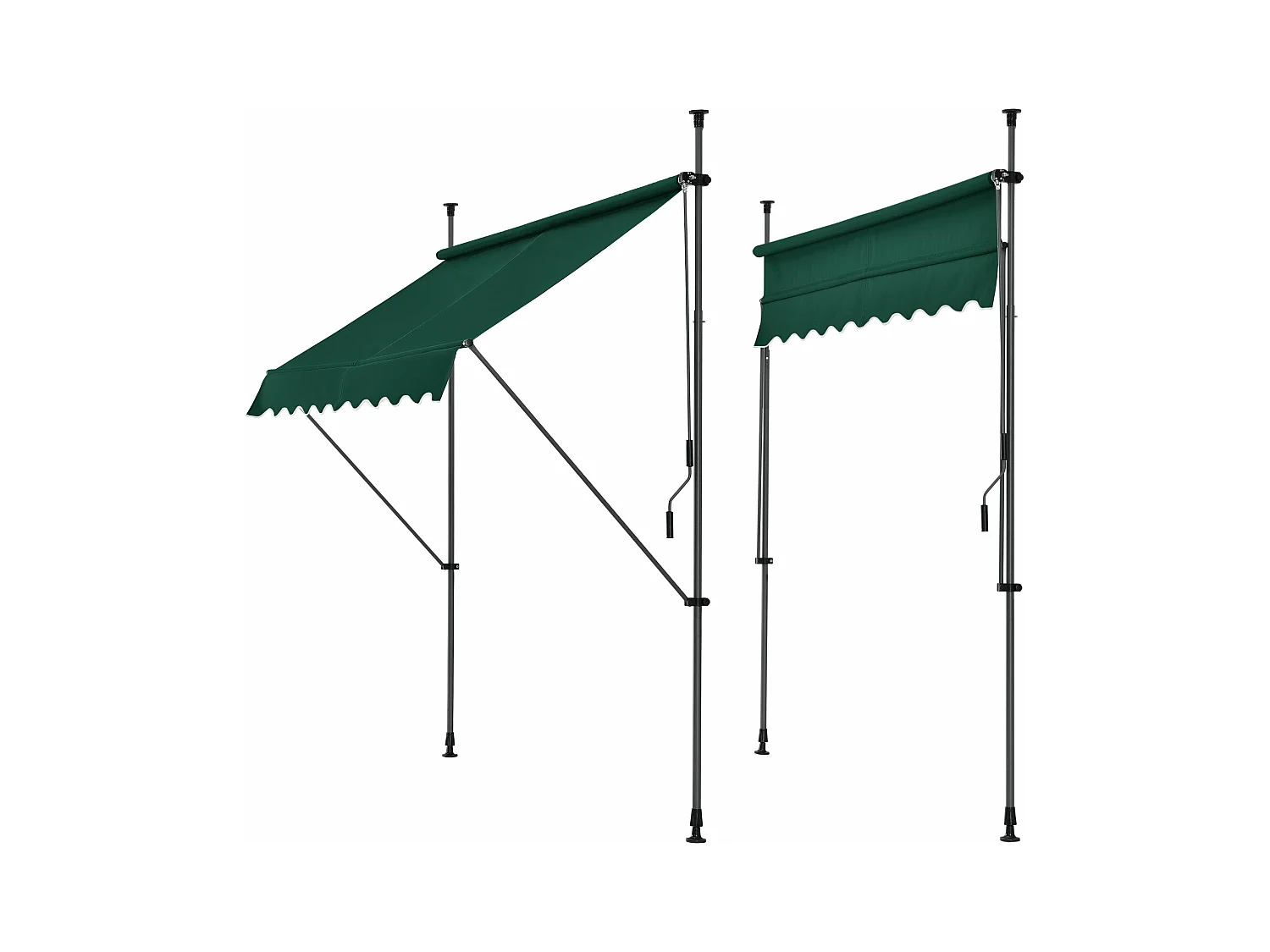 Toldo telescópico em aço poliéster 350 x 120 x 200-300 cm verde escuro 03_0008342