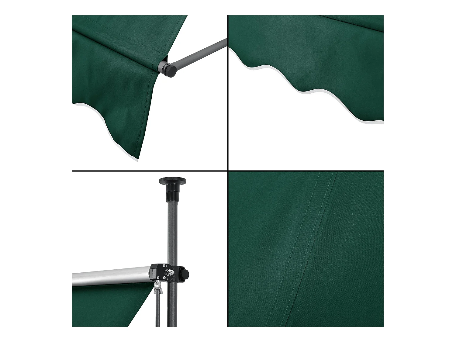 Toldo telescópico em aço poliéster 350 x 120 x 200-300 cm verde escuro 03_0008342