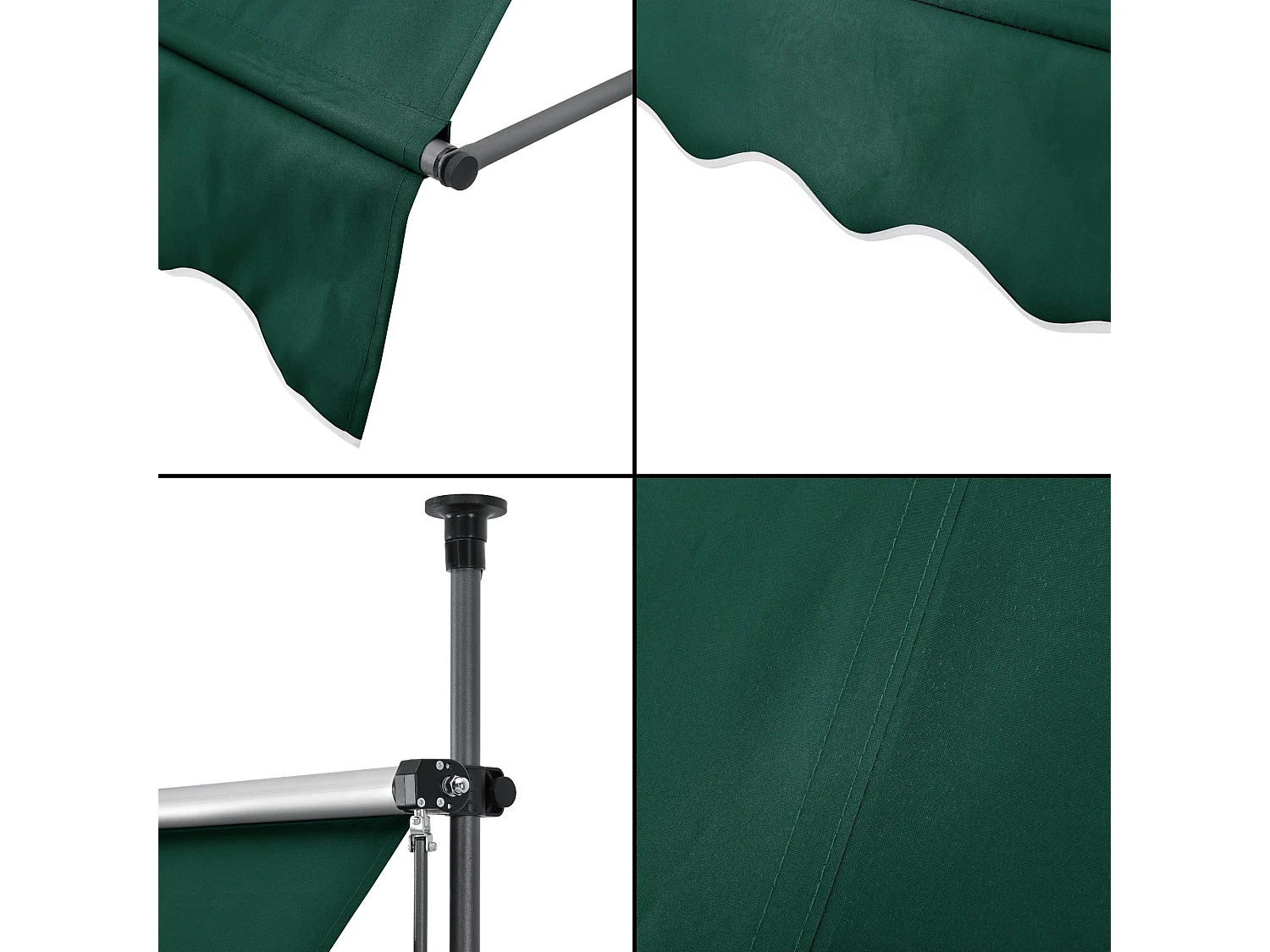 Toldo telescópico em aço poliéster 350 x 120 x 200-300 cm verde escuro 03_0008342