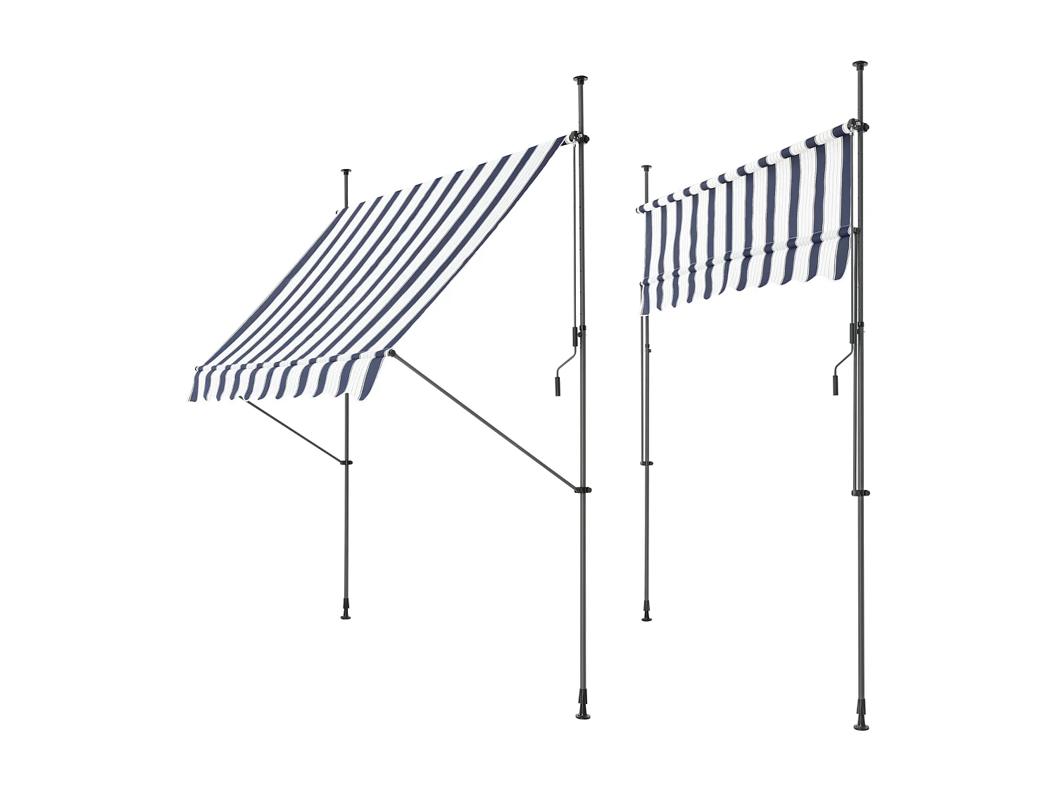 Toldo telescópico aço poliéster 300 x 120 x 200-300 cm azul escuro branco 03_0008332