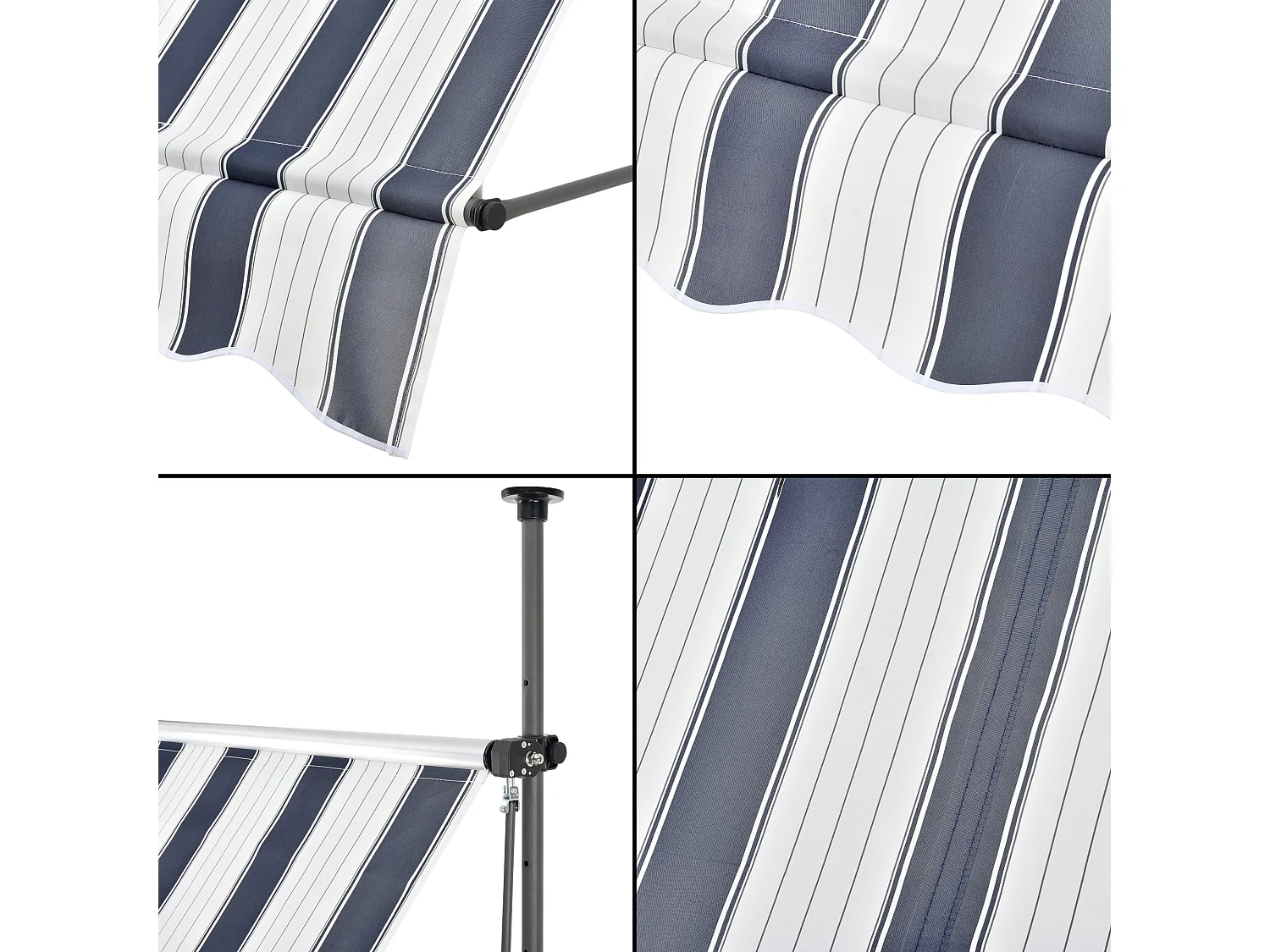 Toldo telescópico aço poliéster 300 x 120 x 200-300 cm azul escuro branco 03_0008332