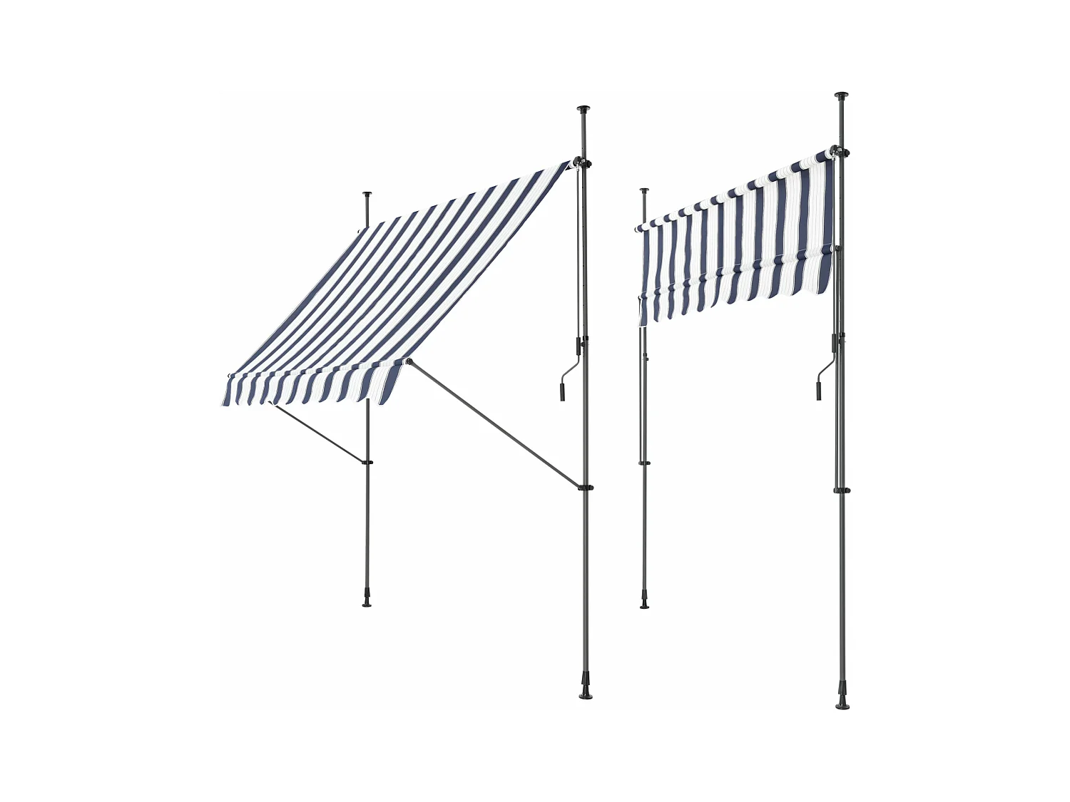 Tenda telescopica in acciaio poliestere 400 x 120 x 200-300 cm blu scuro bianco 03_0008344