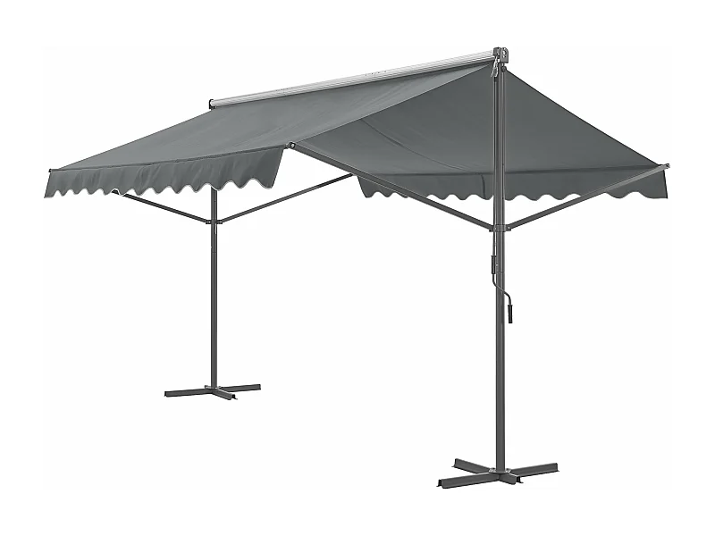 Toldo autoportante de inclinação dupla 400 x 300 x 260 cm cinza escuro 03_0008294