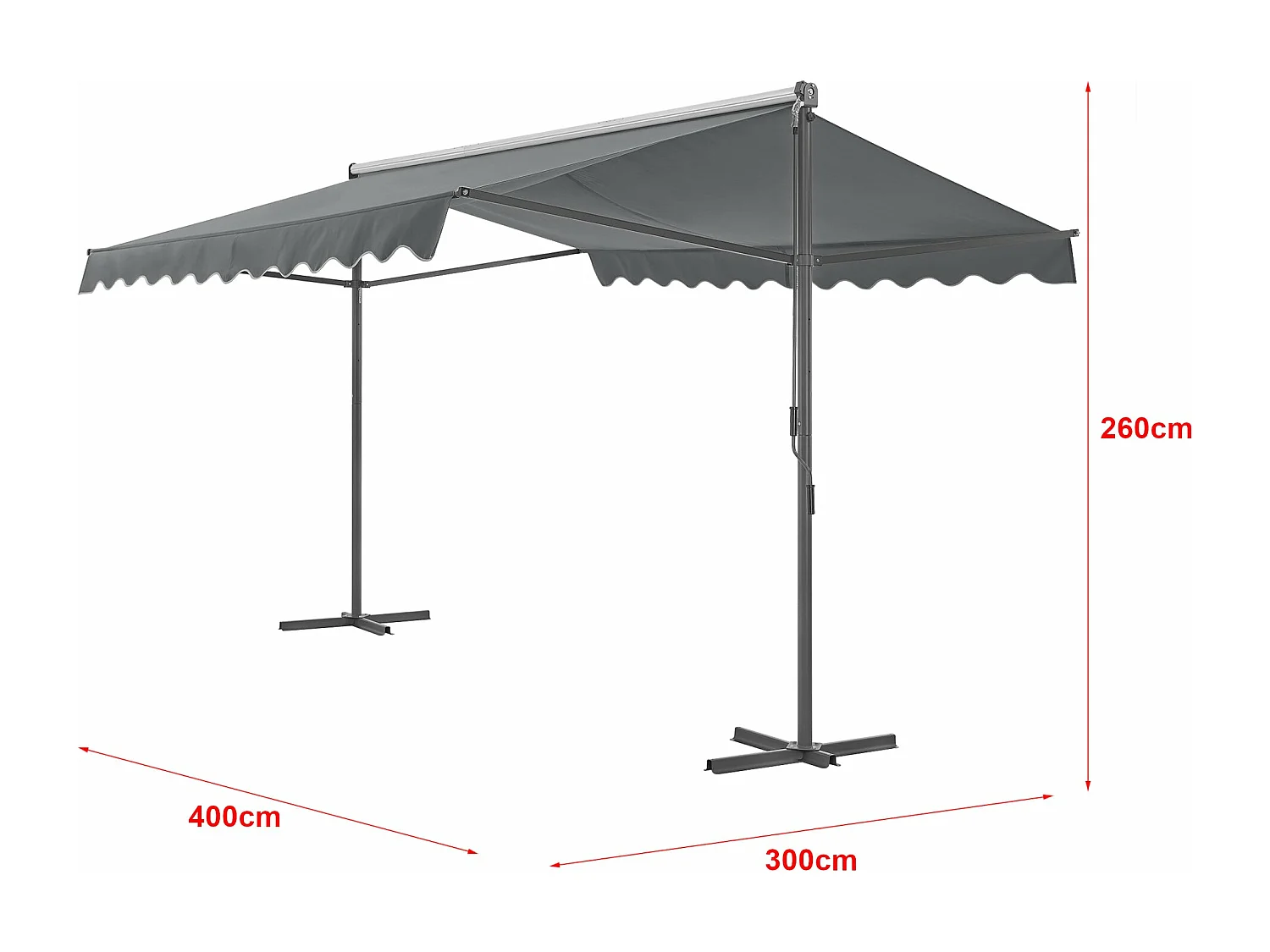 Tenda autoportante a doppia pendenza 400 x 300 x 260 cm grigio scuro 03_0008294