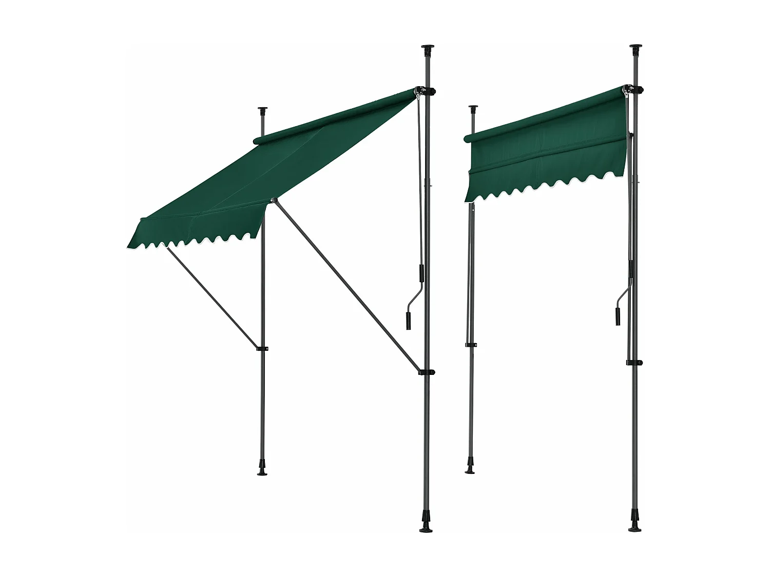 Toldo telescópico em aço poliéster 250 x 120 x 200-300 cm verde escuro 03_0008330