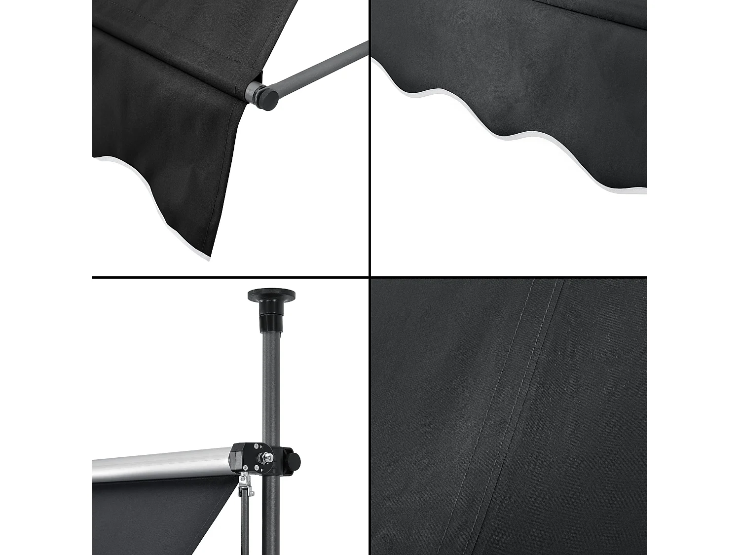 Tenda telescopica in acciaio poliestere 150 x 120 x 200-300 cm nero 03_0008316