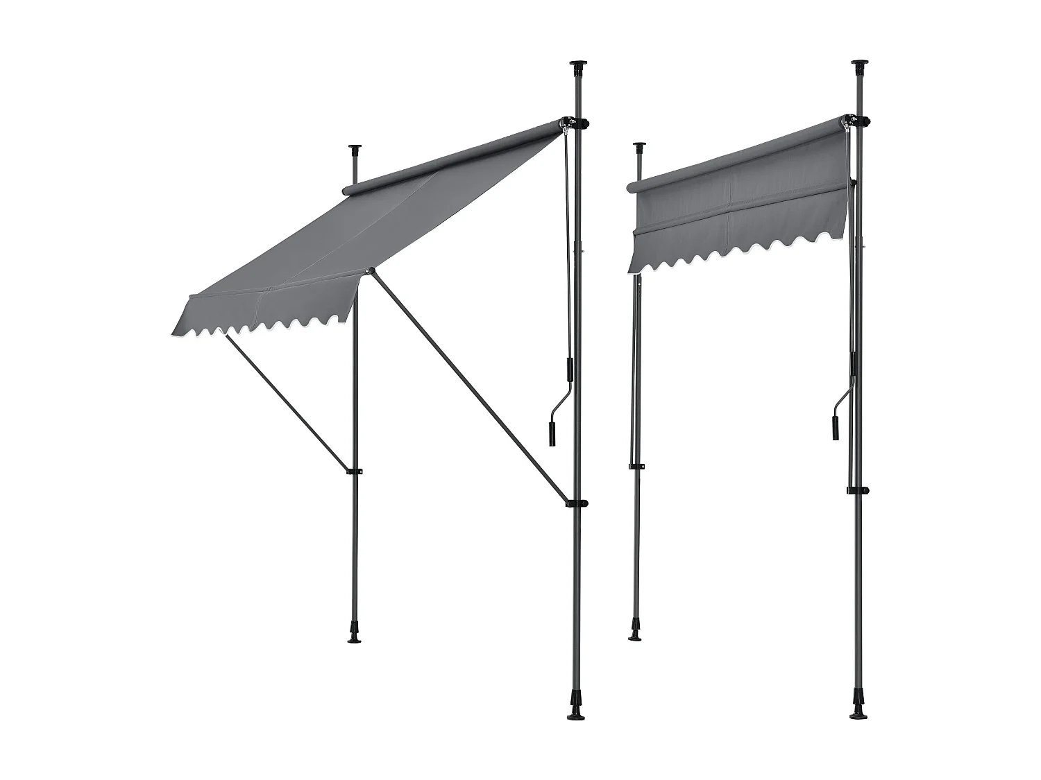 Tenda telescopica in acciaio poliestere 400 x 120 x 200-300 cm grigio ardesia 03_0008345