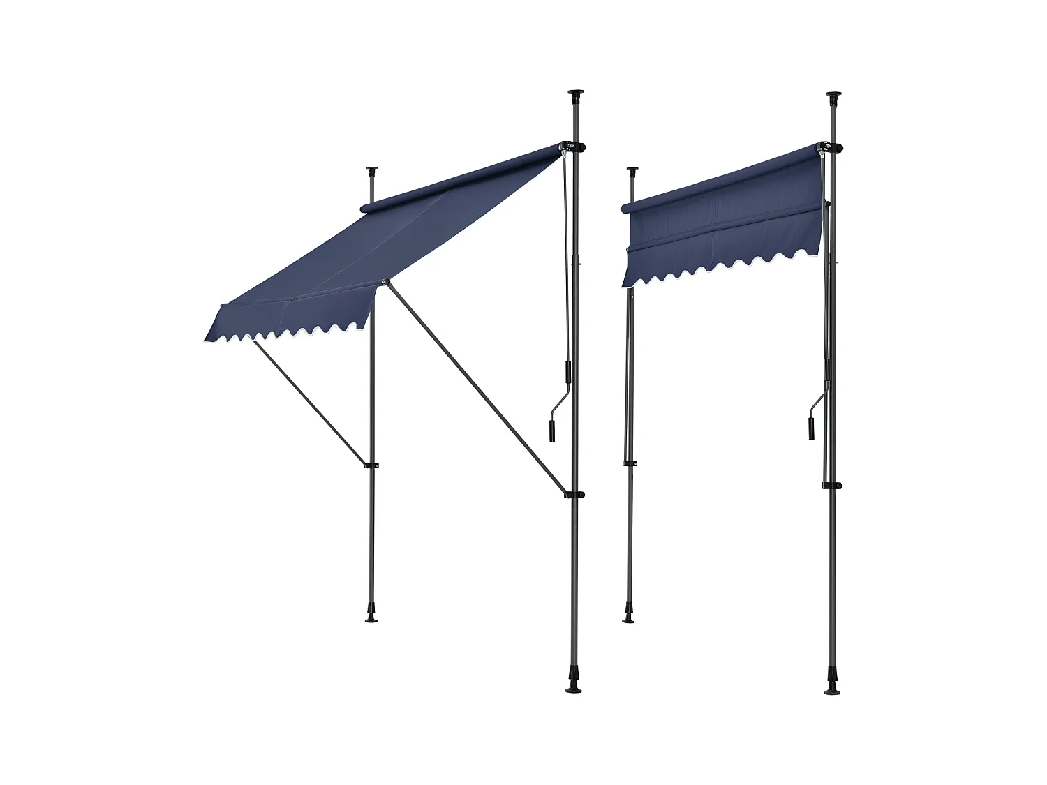Toldo telescópico em aço poliéster 250 x 120 x 200-300 cm azul escuro 03_0008325