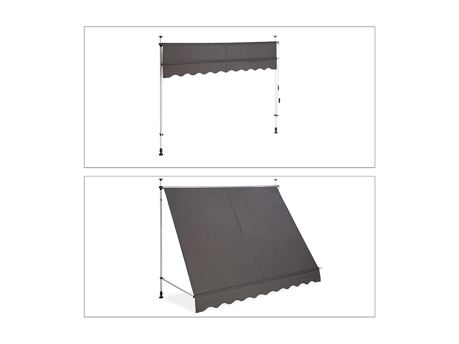 Toldo telescópico de varanda com altura ajustável em aço poliéster resistente aos raios UV 250 x 120 cm cinza 13_0002541_4