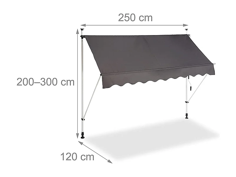 Store banne télescopique de grise 250 x 120 x 300 cm 13_0002541_4