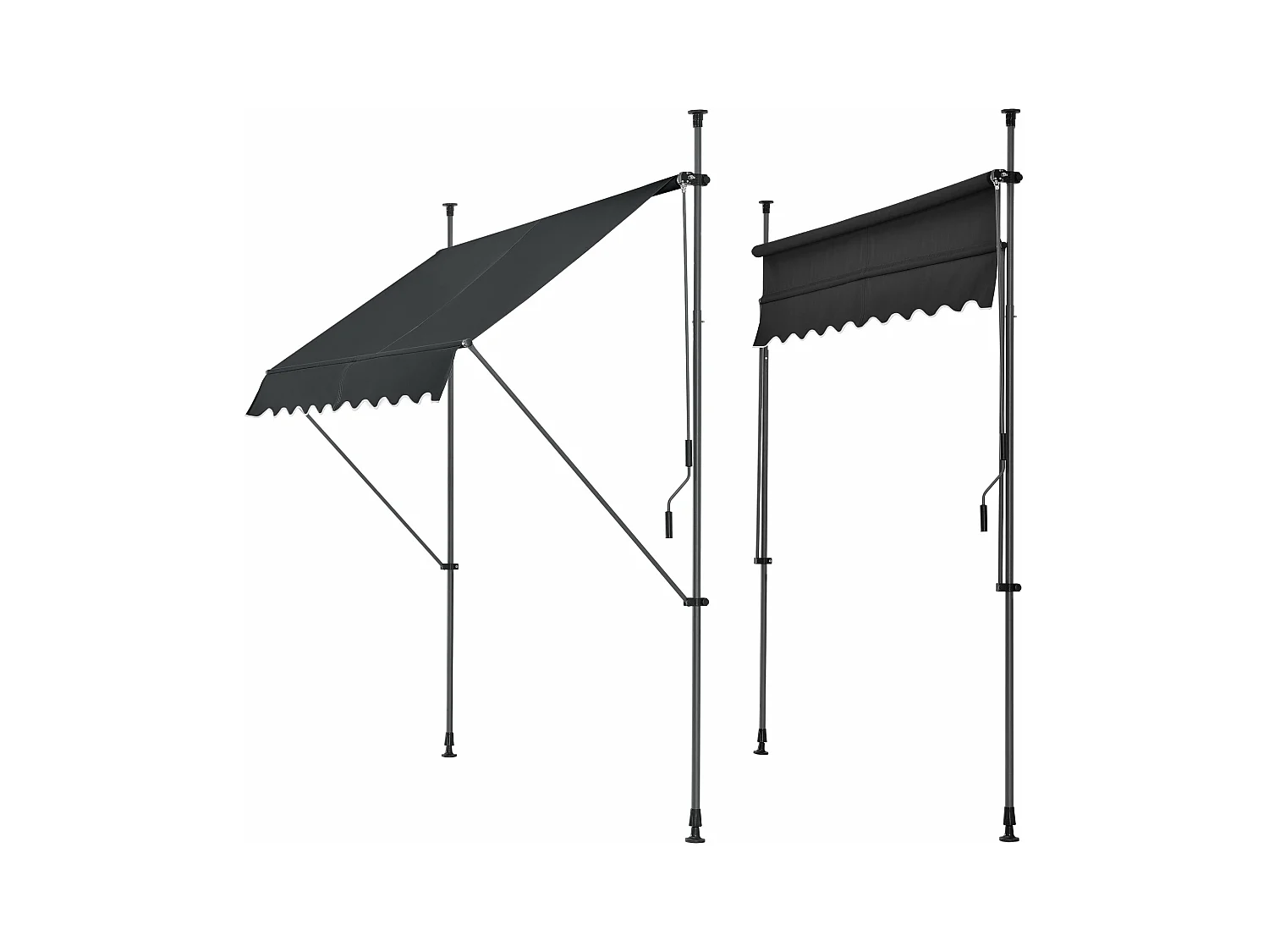 Tenda telescopica in acciaio poliestere 200 x 120 x 200-300 cm nero 03_0008323