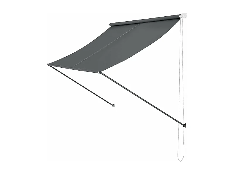Tenda parasole parasole da fissare a parete struttura in acciaio poliestere a scomparsa 350 x 120 cm grigio 03_0001108