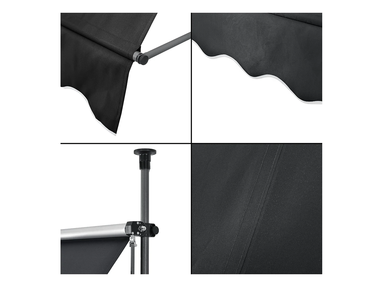 Toldo telescópico em aço poliéster 300 x 120 x 200-300 cm preto 03_0008335