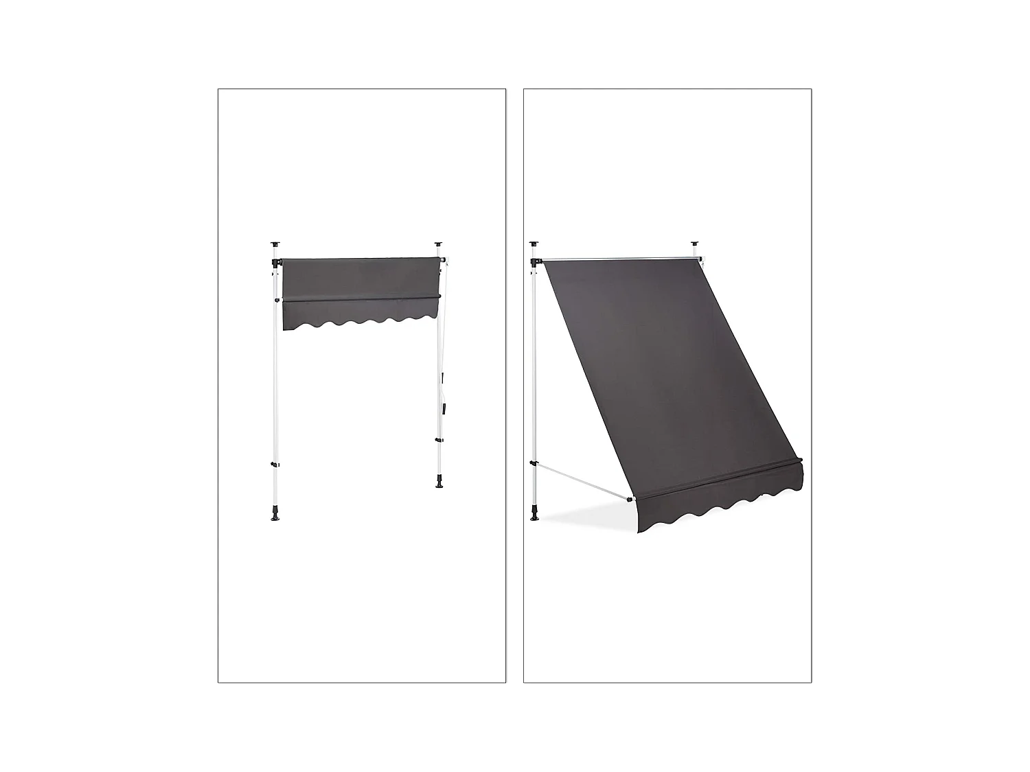 Toldo telescópico de varanda com altura ajustável em aço poliéster resistente aos raios UV 150 x 120 cm cinza 13_0002541_6